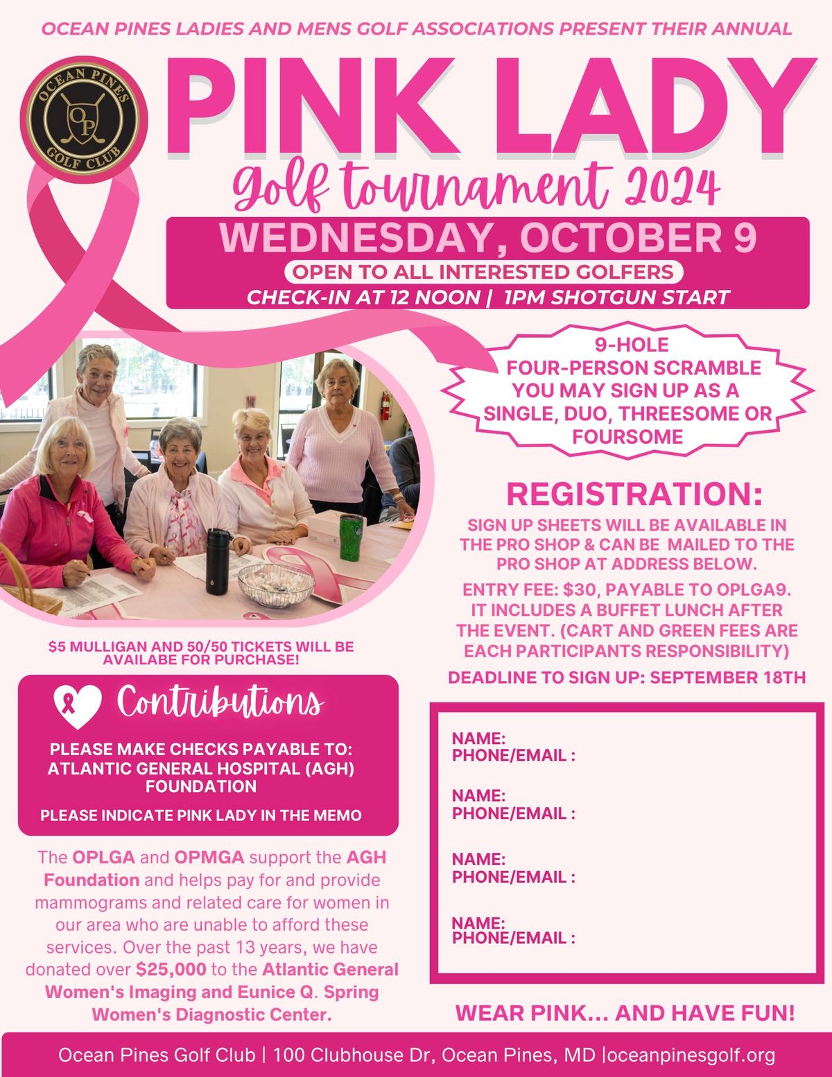 OPLGA & OPMGA Pink Lady Golf Tournament