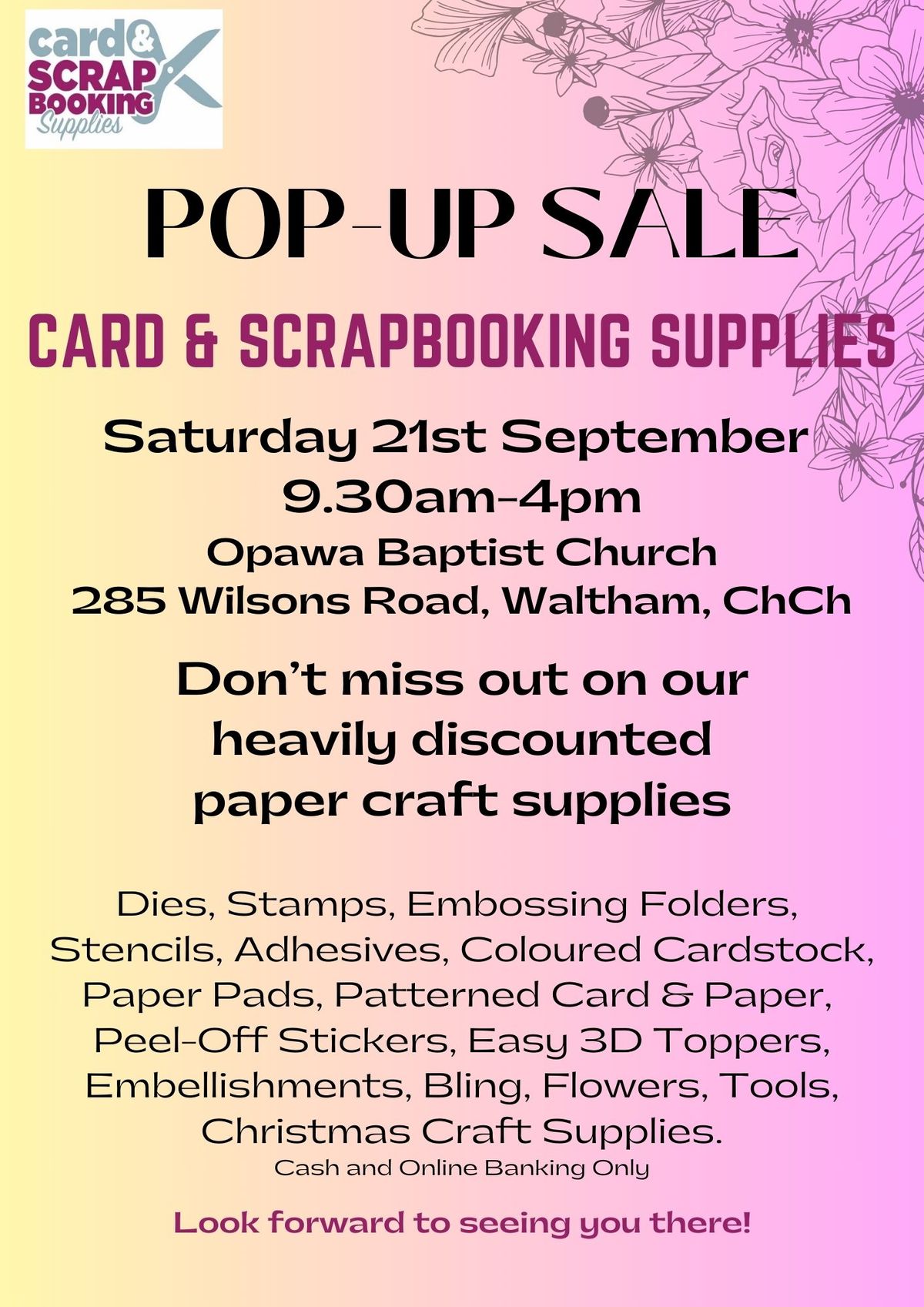 Pop Up Sale - Card and Scrapbooking Supplies