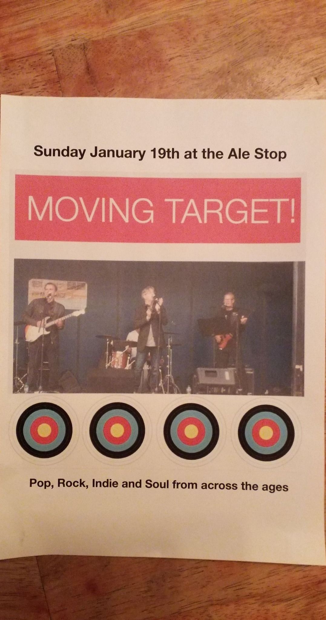 Live music at the Alestop - Moving Target! Sunday 19th January at 4pm