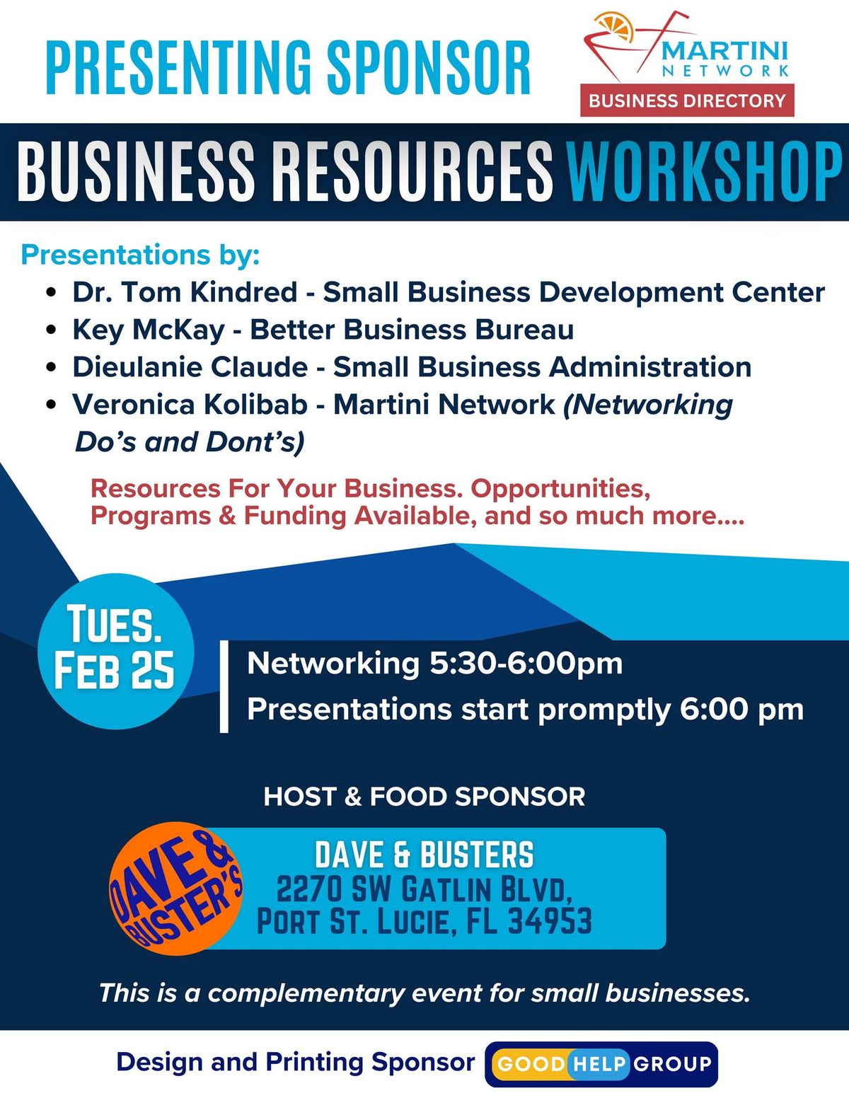 Business Resources Workshop Presented by Martini Network Business Directory