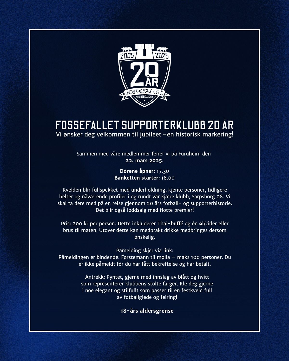 Fossefallet Supporterklubb 20 \u00e5r \u2013 Jubileumsfest