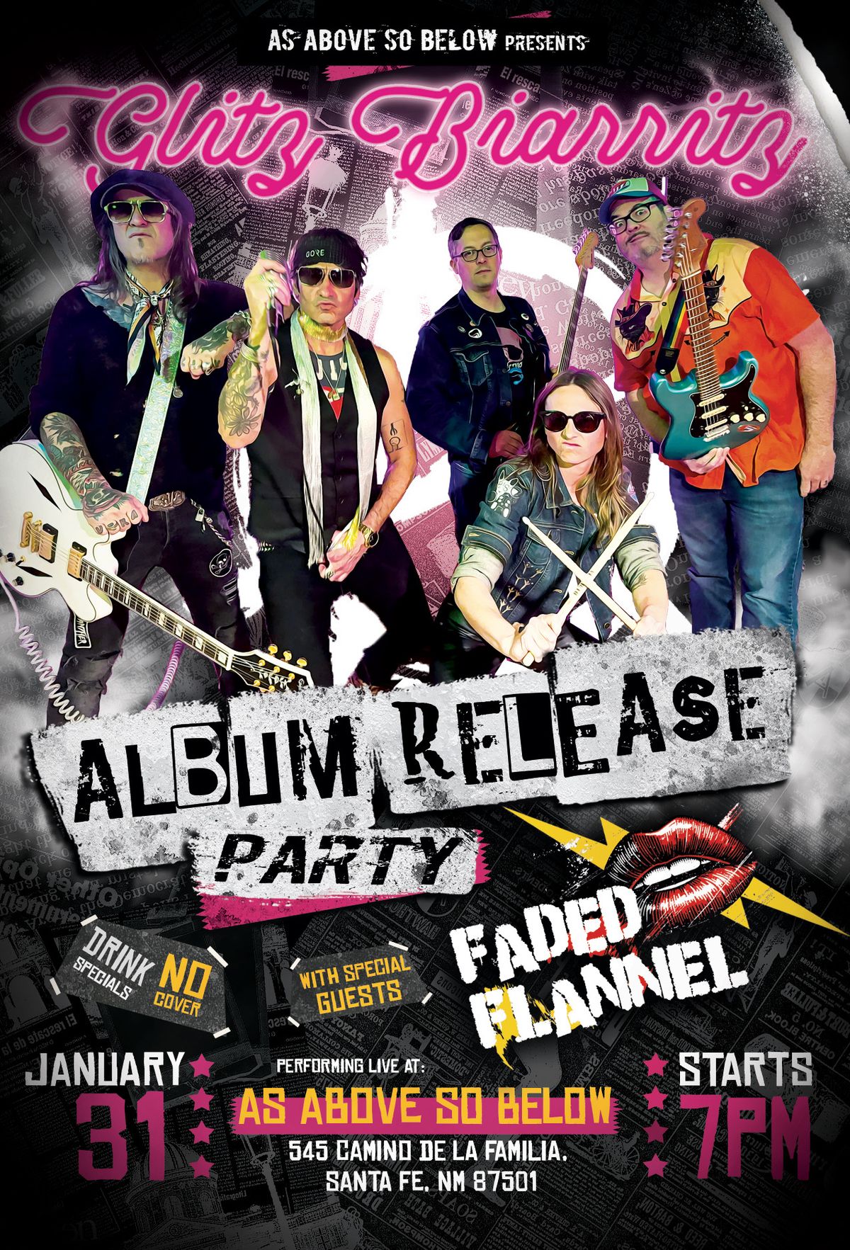 Glitz Biarritz Album Release Show with special guests Faded Flannel!