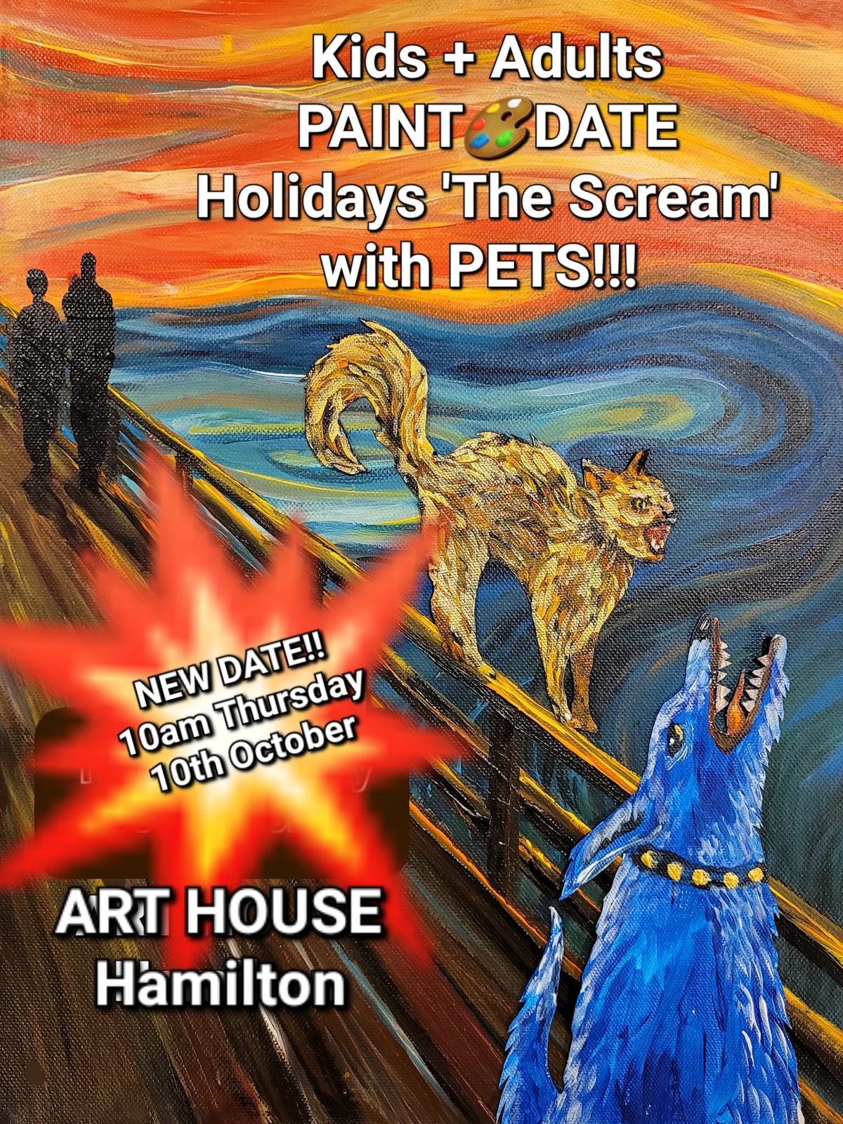 HOLIDAYS 'Paint a Pet' THE SCREAM!!! Early Halloween PAINT\ud83c\udfa8DATE for parents & kids together! Soo much FUN!