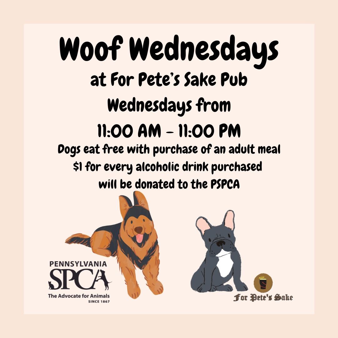 Woof Wednesday at For Pete\u2019s Sake Pub