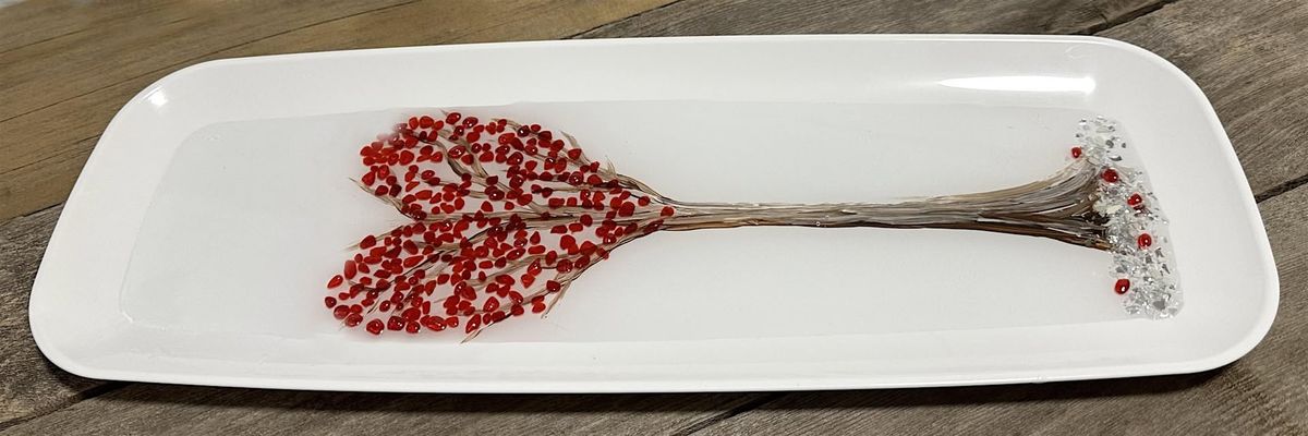 Heart Tree Crushed Glass & Resin Charcuterie Board  Art Sip Class