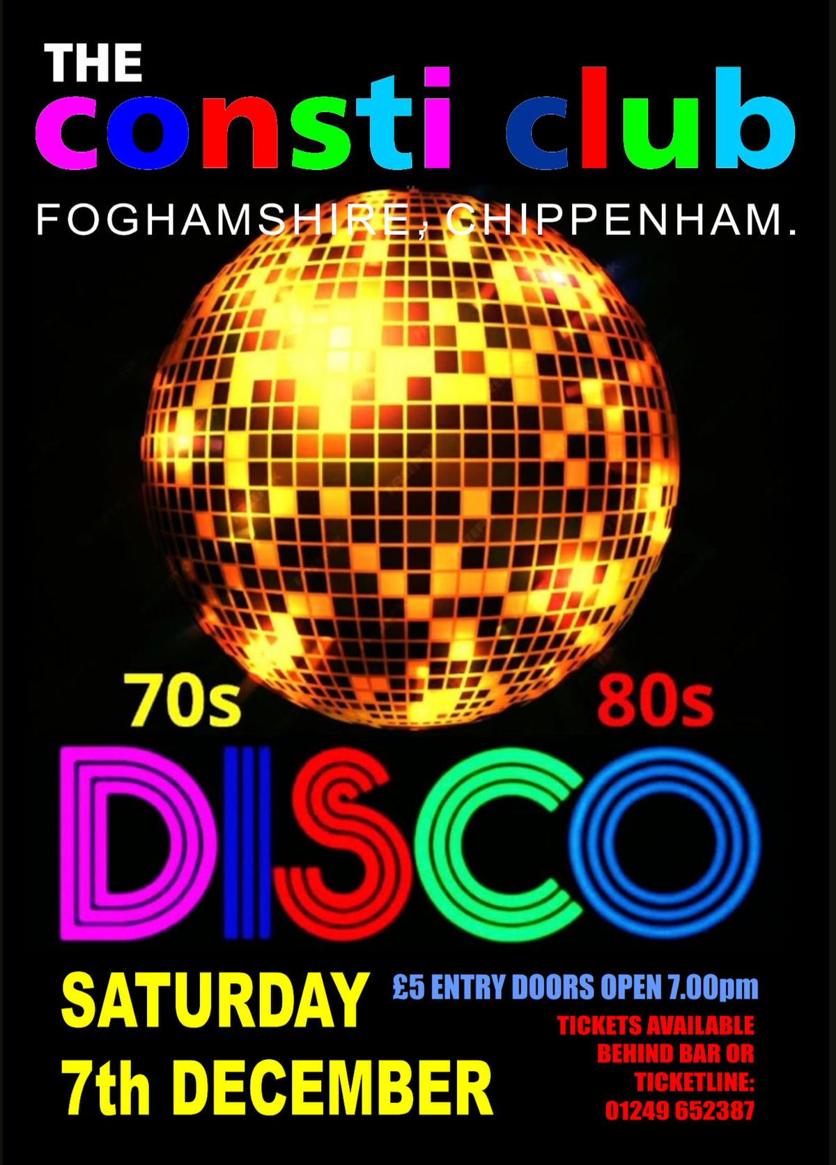 70's\/80's Disco - Saturday 7th December