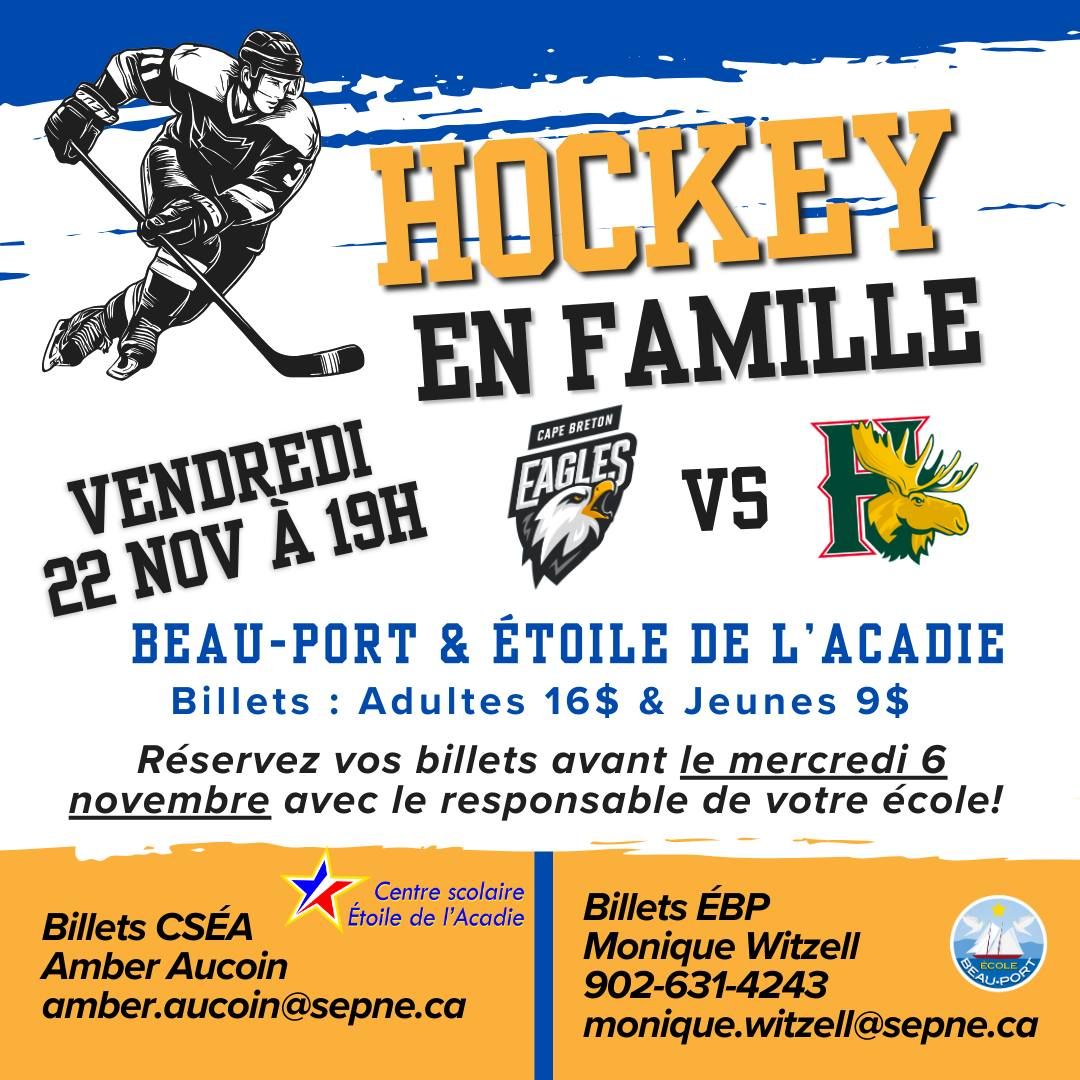 Hockey en famille - Cape Breton Eagles vs Halifax Mooseheads