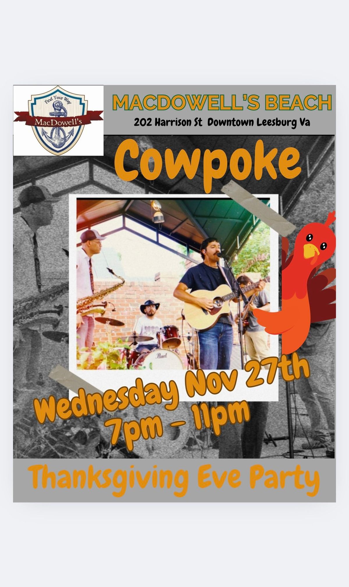 \ud83e\udd83\ud83c\udf34Thanksgiving Eve Party with Cowpoke 7pm