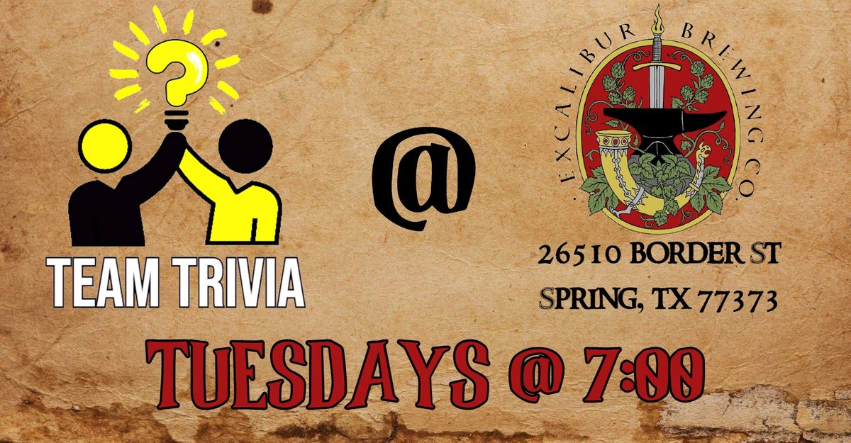 Team Trivia at Excalibur Brewing - Spring