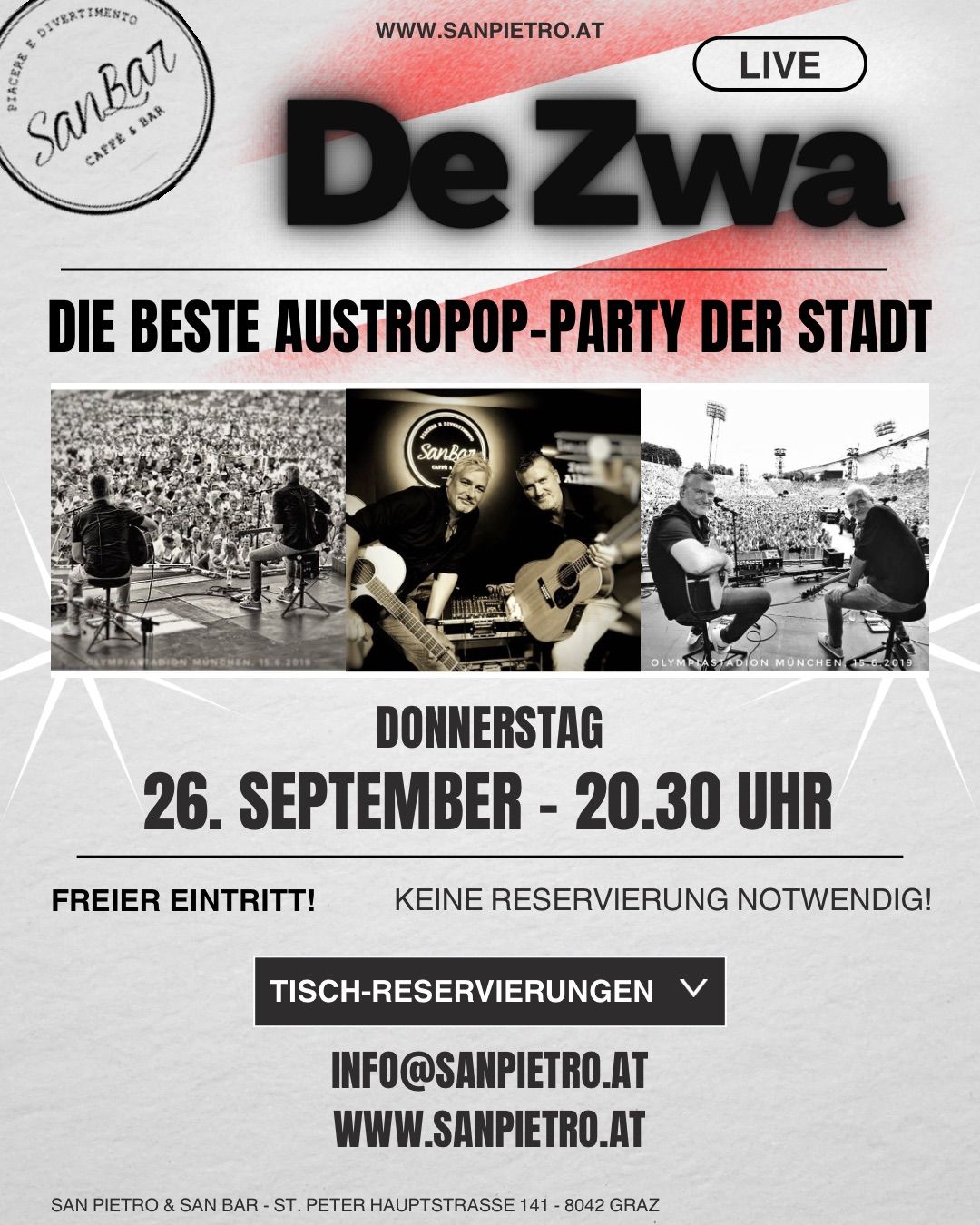 De Zwa Live! - Die beste Austropop Party der Stadt