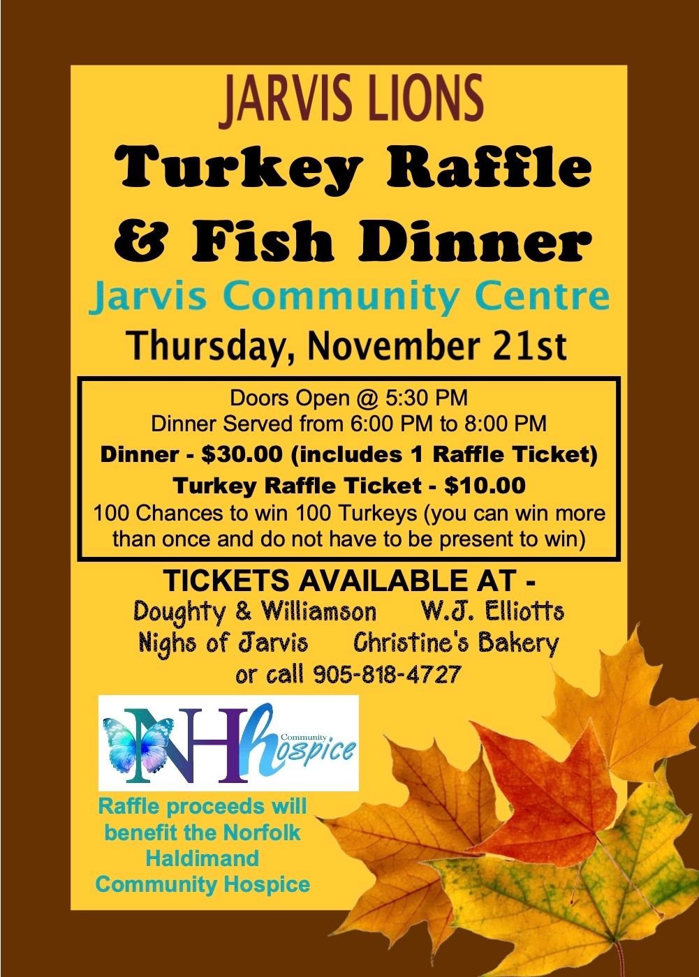 JARVIS LIONS Turkey Raffle and Fish Dinner