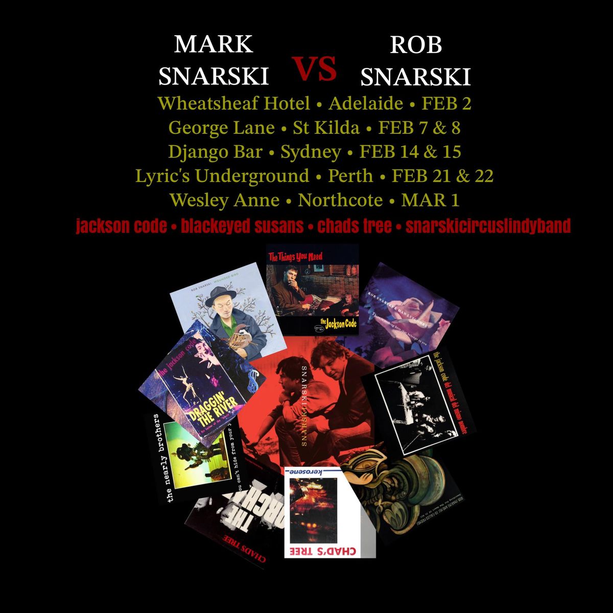 SNARSKI vs SNARSKI WESLEY ANNE, NOTHCOTE *evening* 8pm SAT MARCH 1