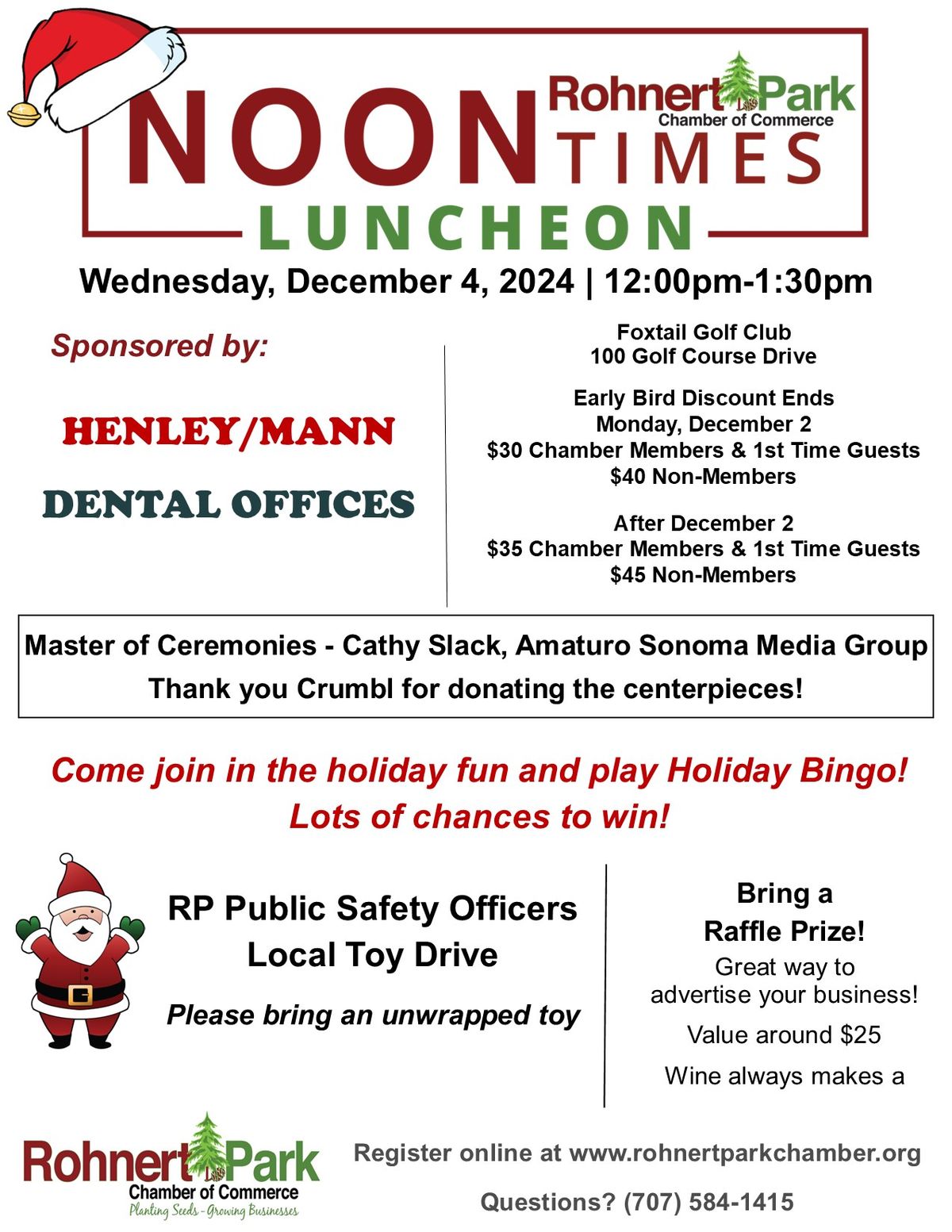 Noon Times Holiday Networking Luncheon - Sponsored by Henley & Mann Dental Office