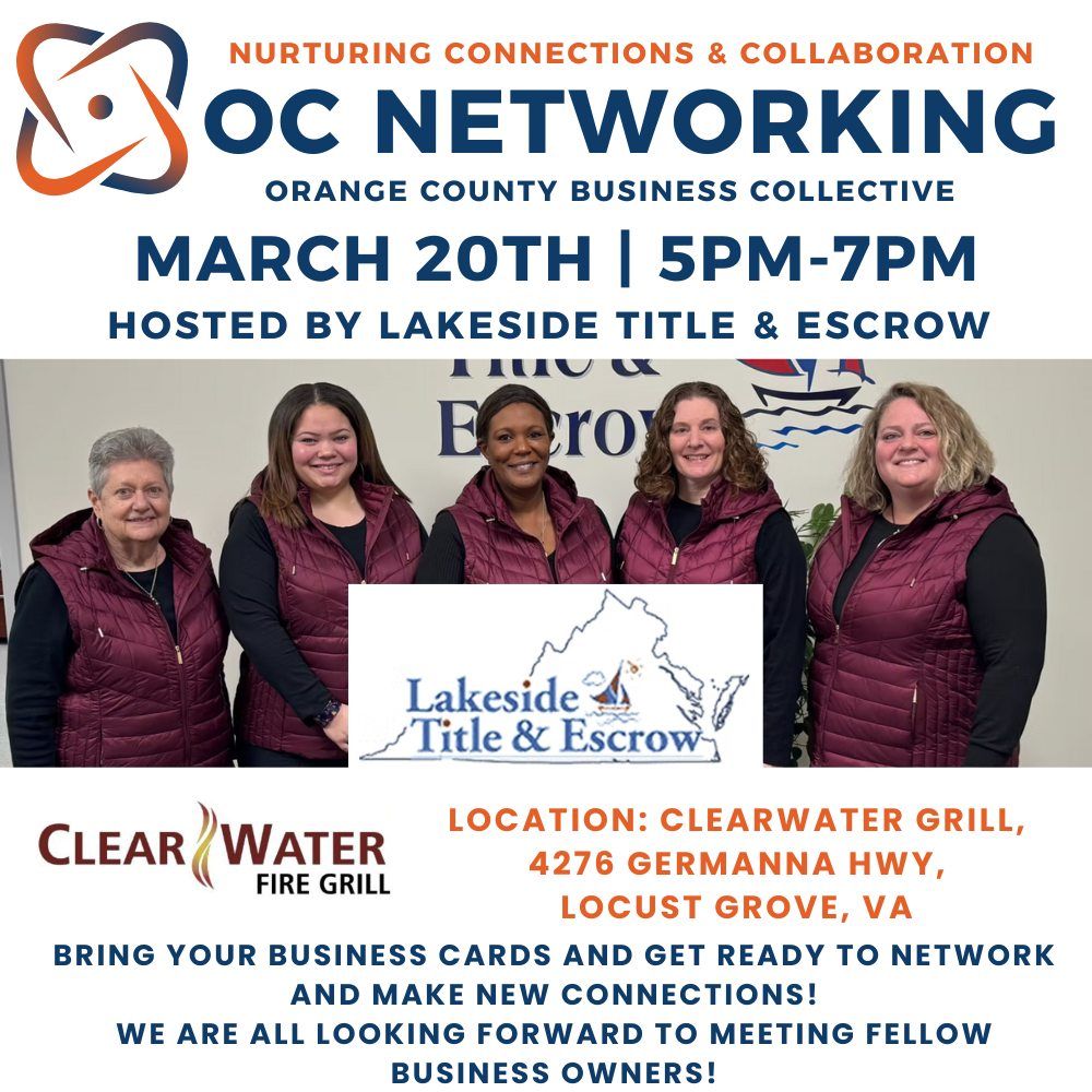 March OC Neworking Hosted by Lakeside Title & Escrow at Clearwater Grill