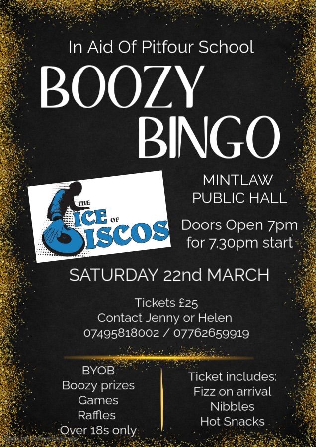 Boozy Bingo in aid of Pitfour School