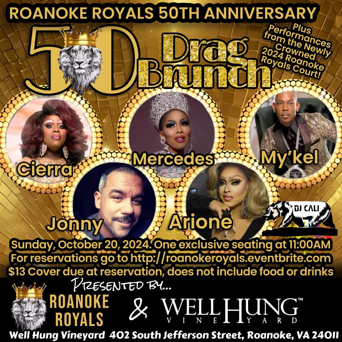 50th Anniversary Golden Drag Brunch featuring The Roanoke Royals