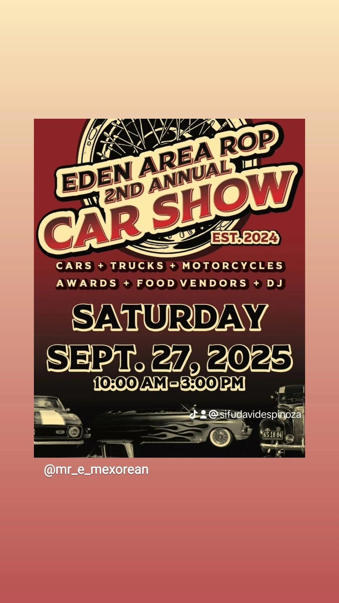 2nd Annual Eden ROP Car Show  SAVE THE DATE!