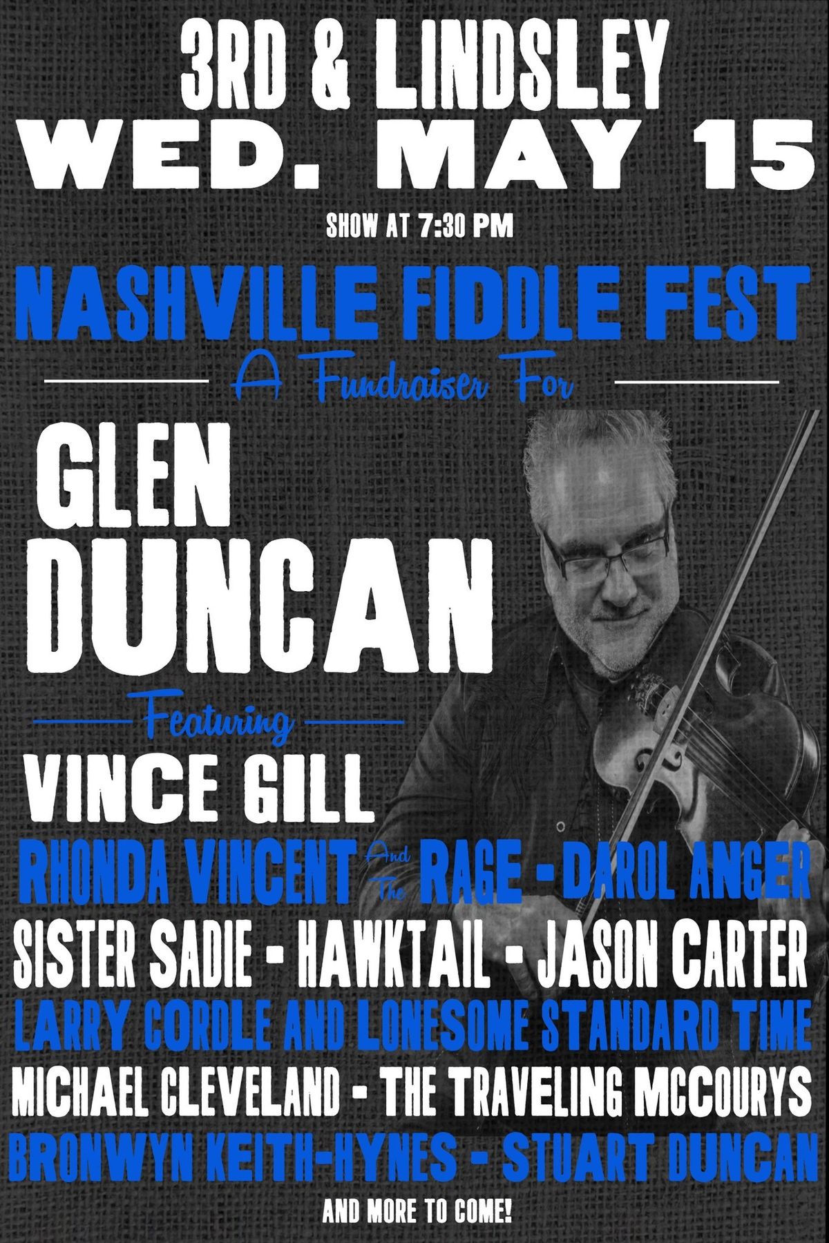 (SOLD OUT) Nashville Fiddle Fest : A Fundraiser For Glen Duncan featuring Vince Gill & more! 