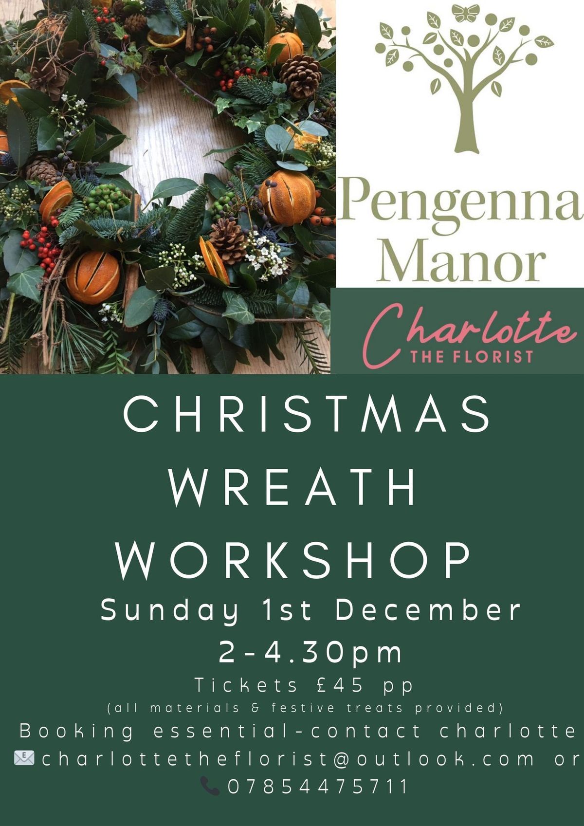 Christmas Wreath workshop @ Pengenna Manor