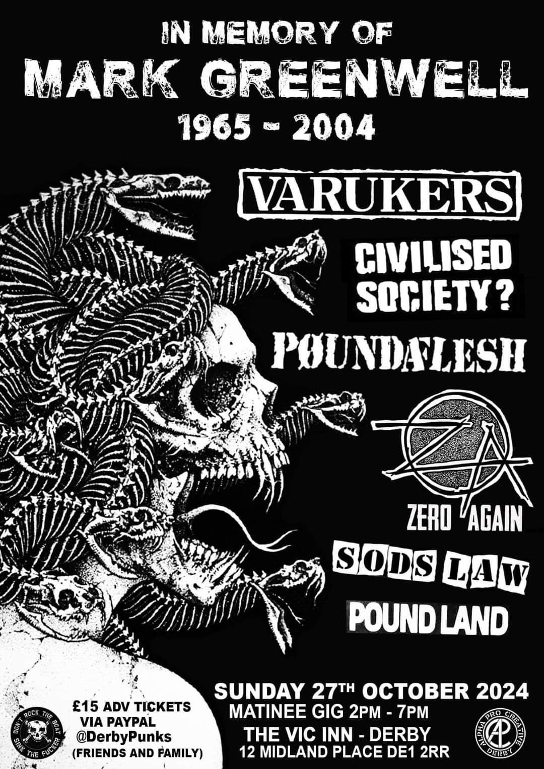 SOLD OUT: In Memory of Mark Greenwell w\/ The Varukers, Poundaflesh, Civilised Society? & More