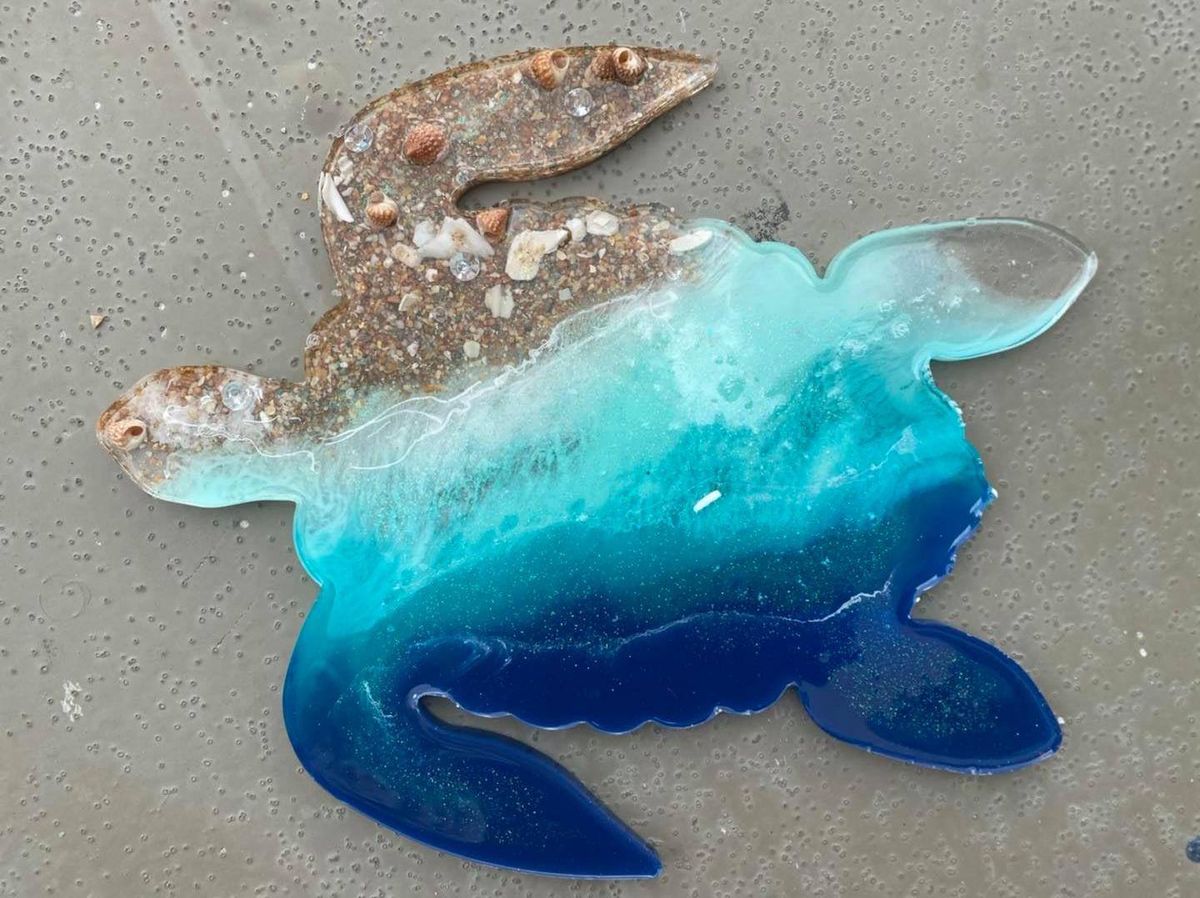  Sea Turtle Ocean Resin Pour Cutting Board