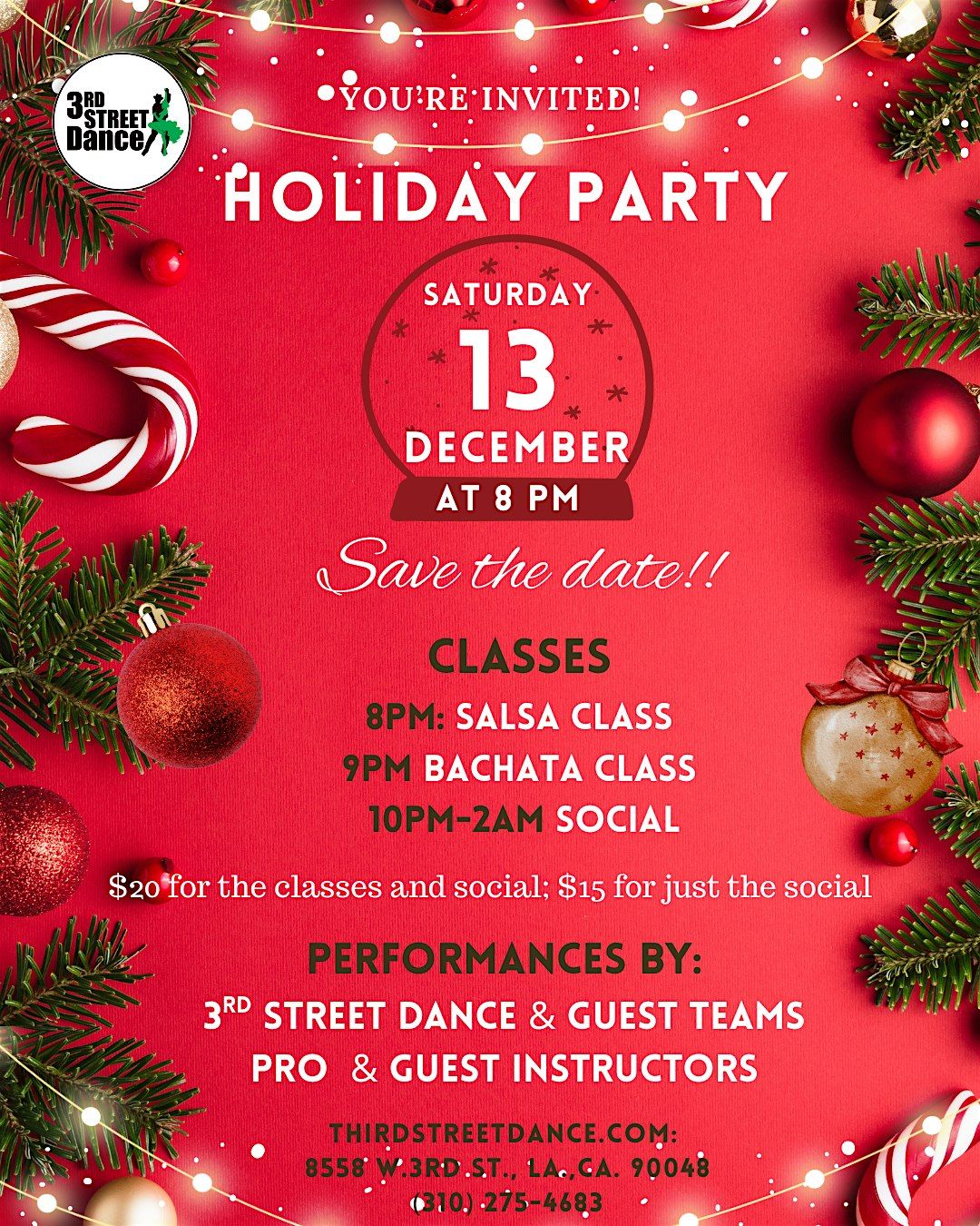 Salsa and Bachata Holiday Party at 3rd Street Dance