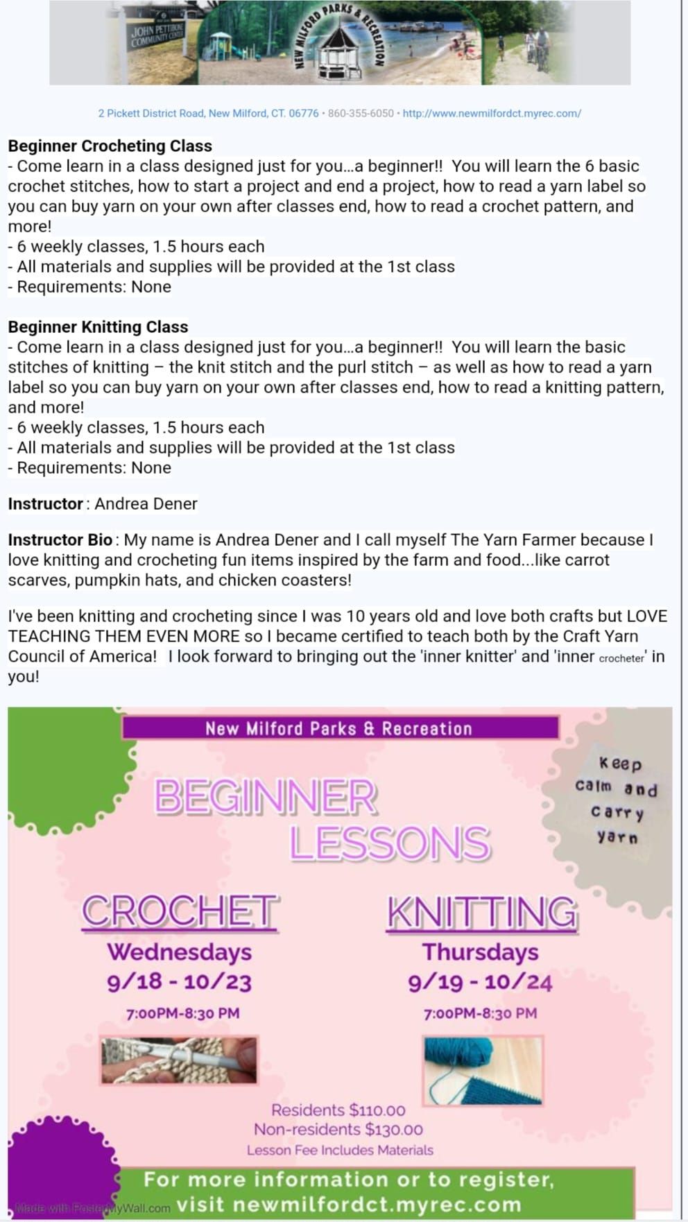 New Beginner Knitting and Crocheting Classes