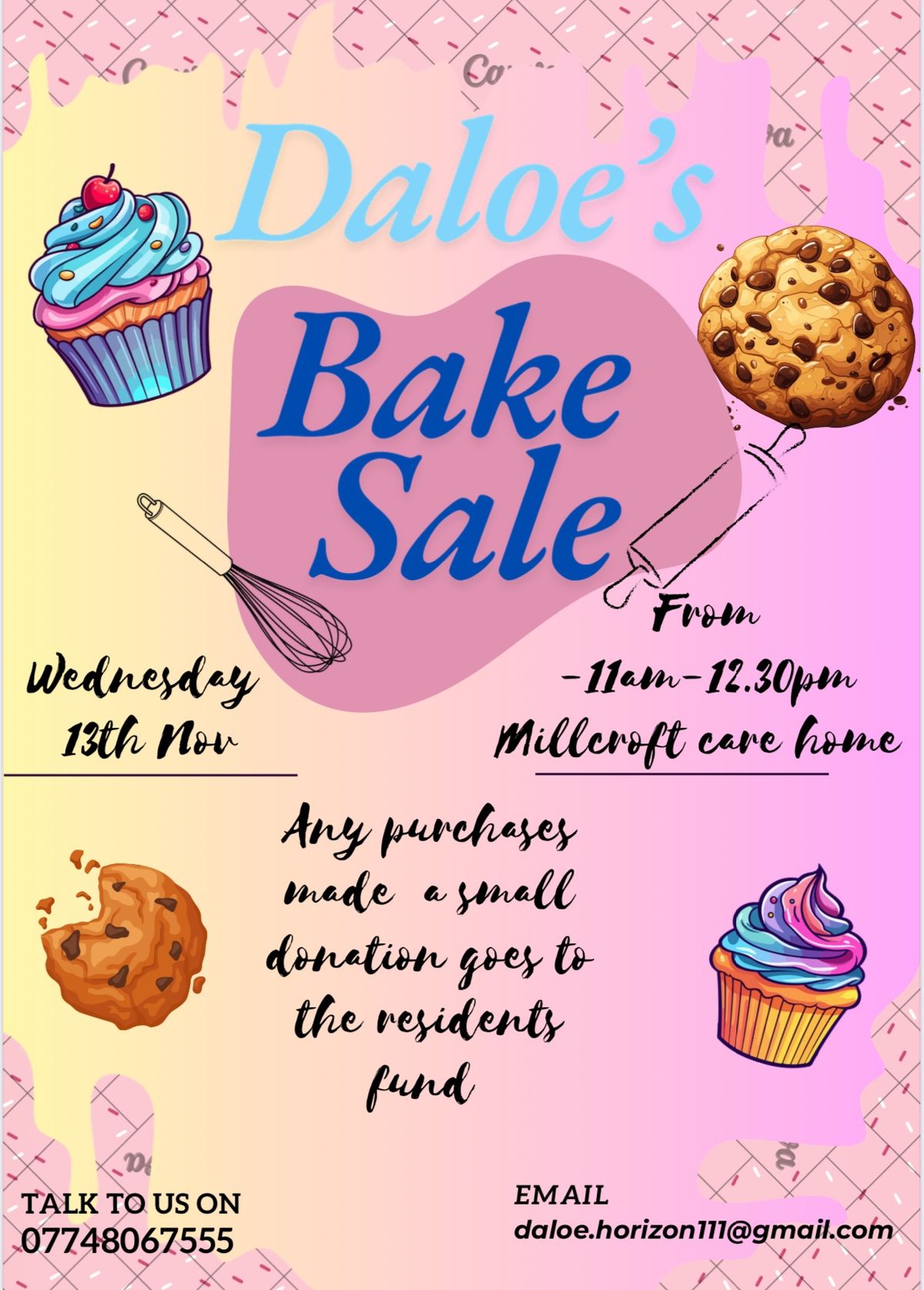 Daloe\u2019s Millcroft Bake Sale \ud83e\uddc1\ud83c\udf70\ud83c\udf6a