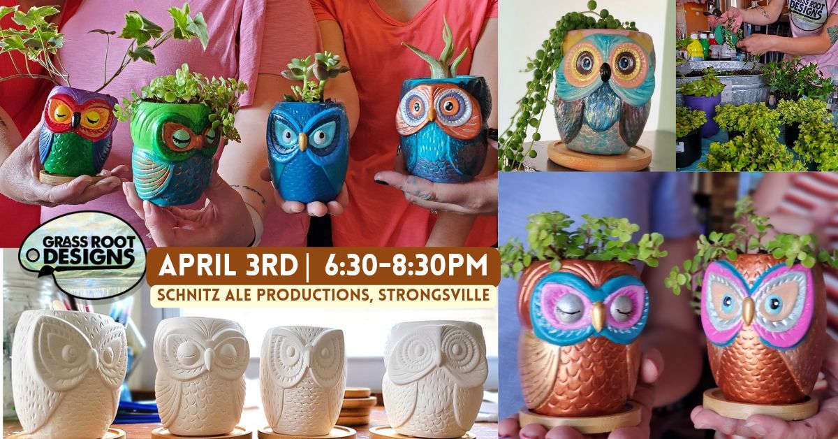 Succulent Owl Planter Paint + Sip at Schnitz Ale Strongsville