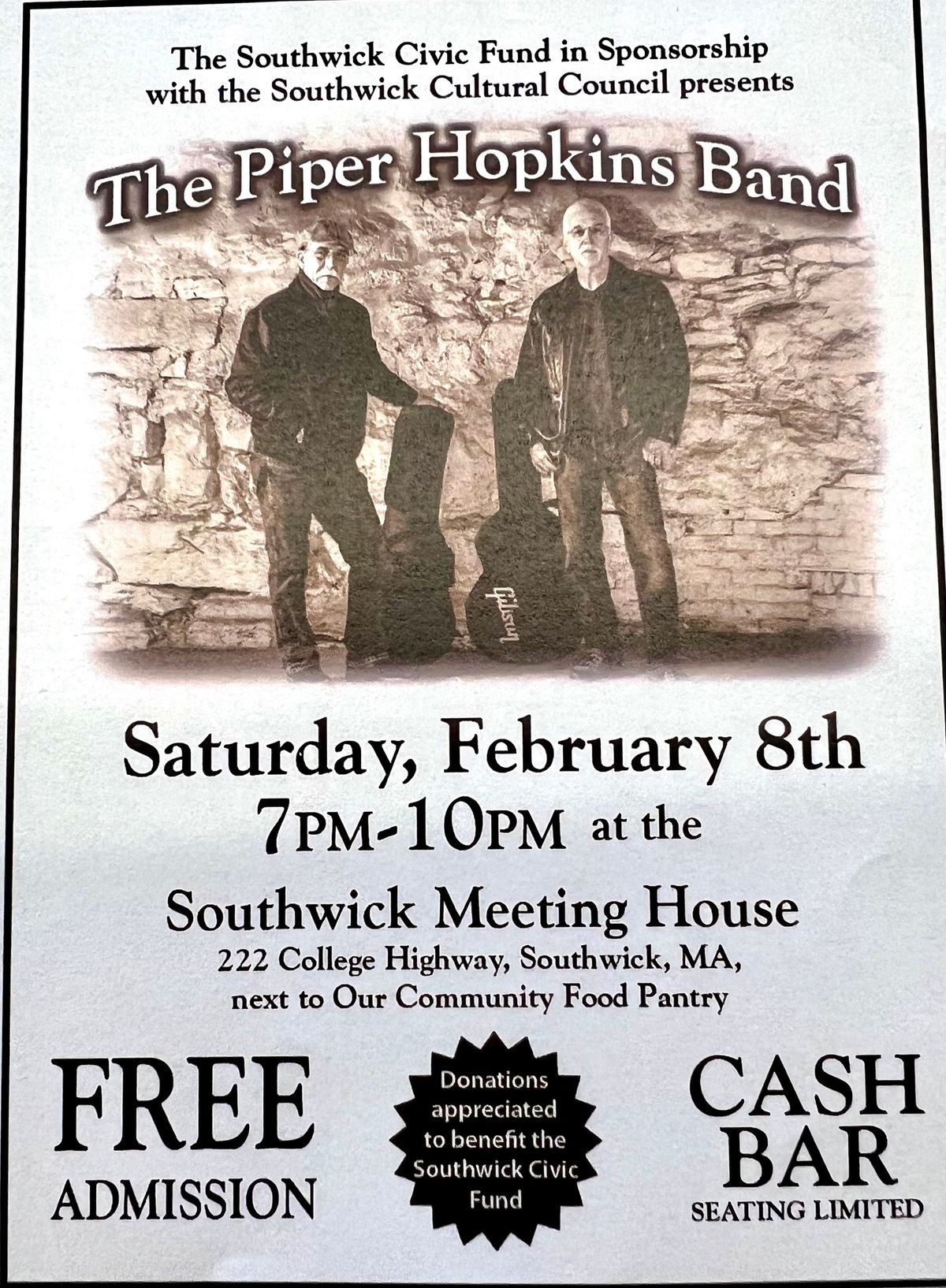 The Piper Hopkins Band Live at Southwick Meeting House