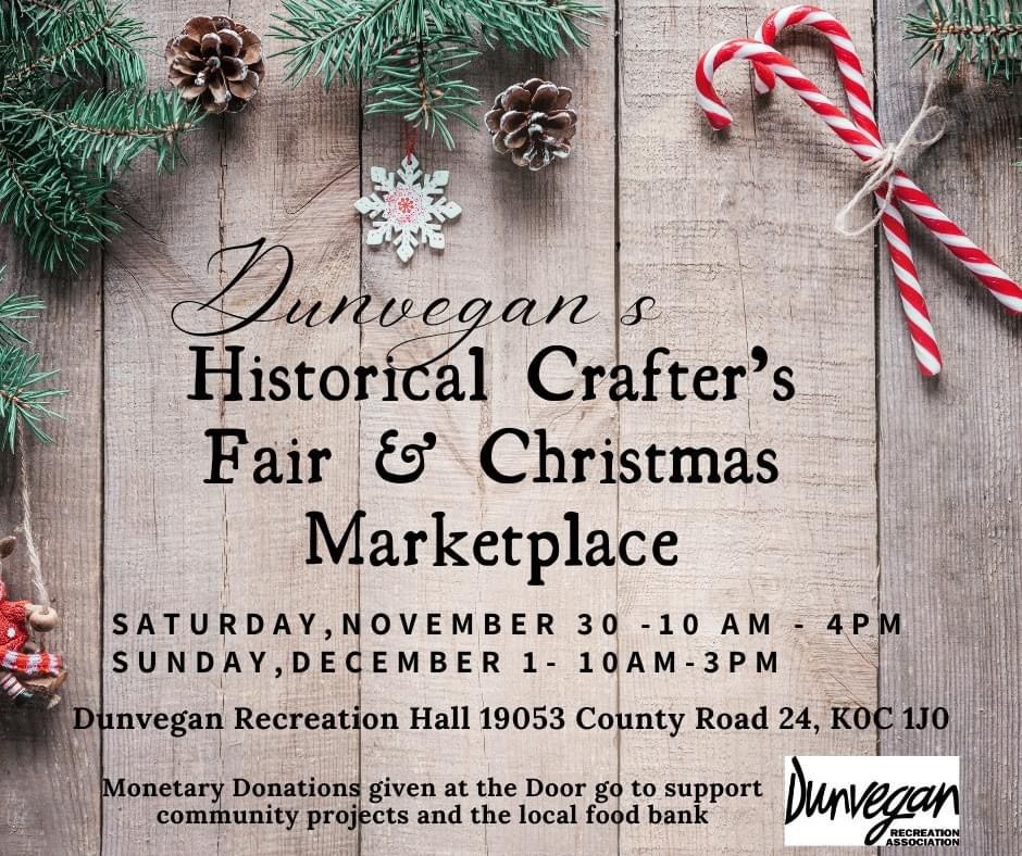 12th Edition of Dunvegan\u2019s Historical Crafter\u2019s Fair & Christmas Marketplace