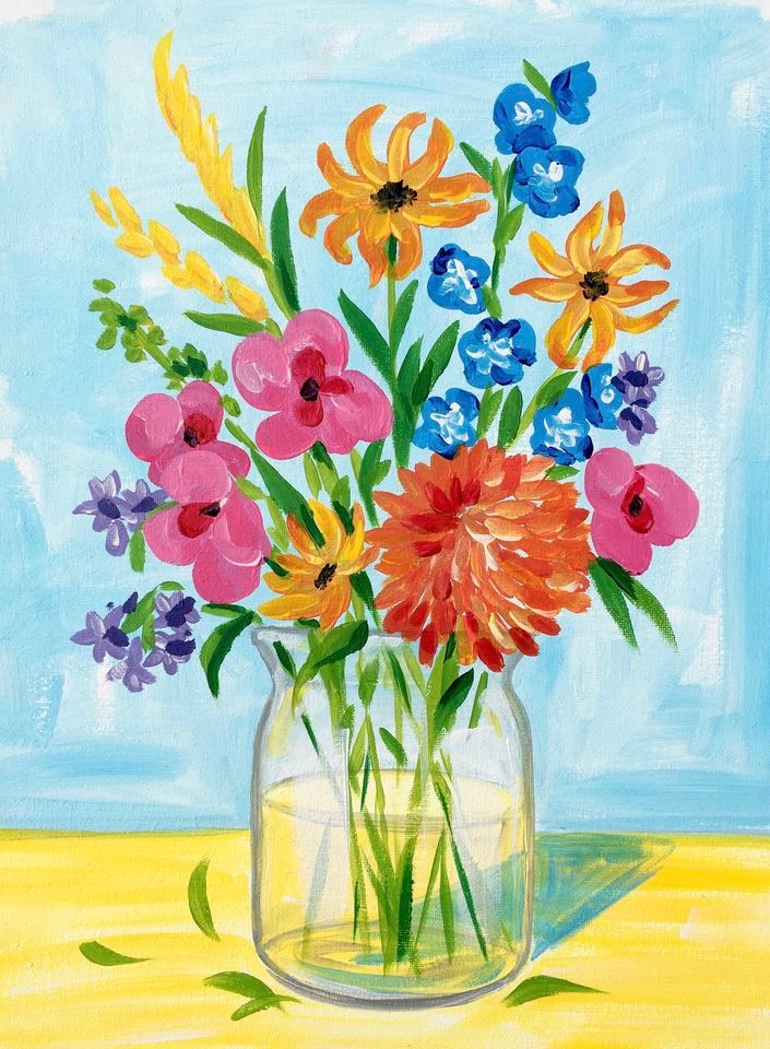 Paint and Wine Night in Palmerston North - Flowers Say It All (First Drink Included)