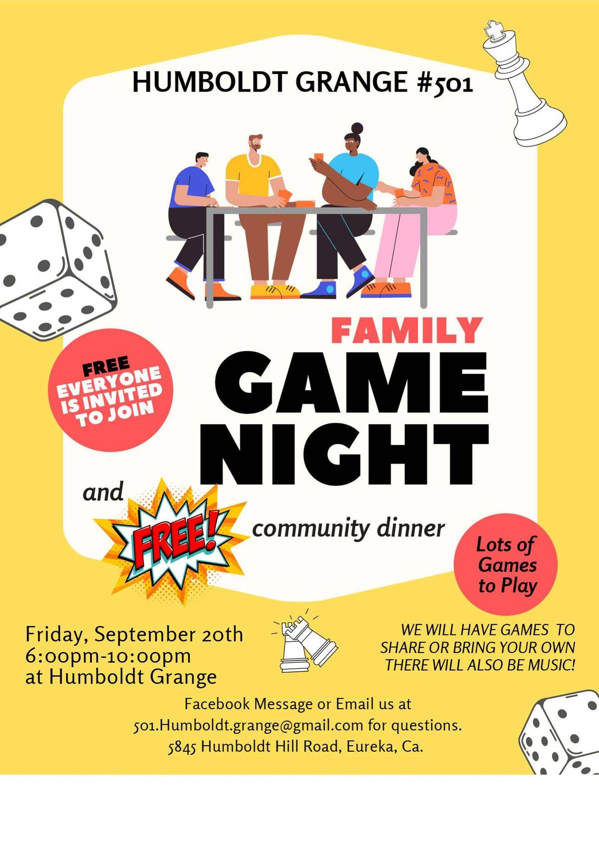 Family Game Night and Community Dinner