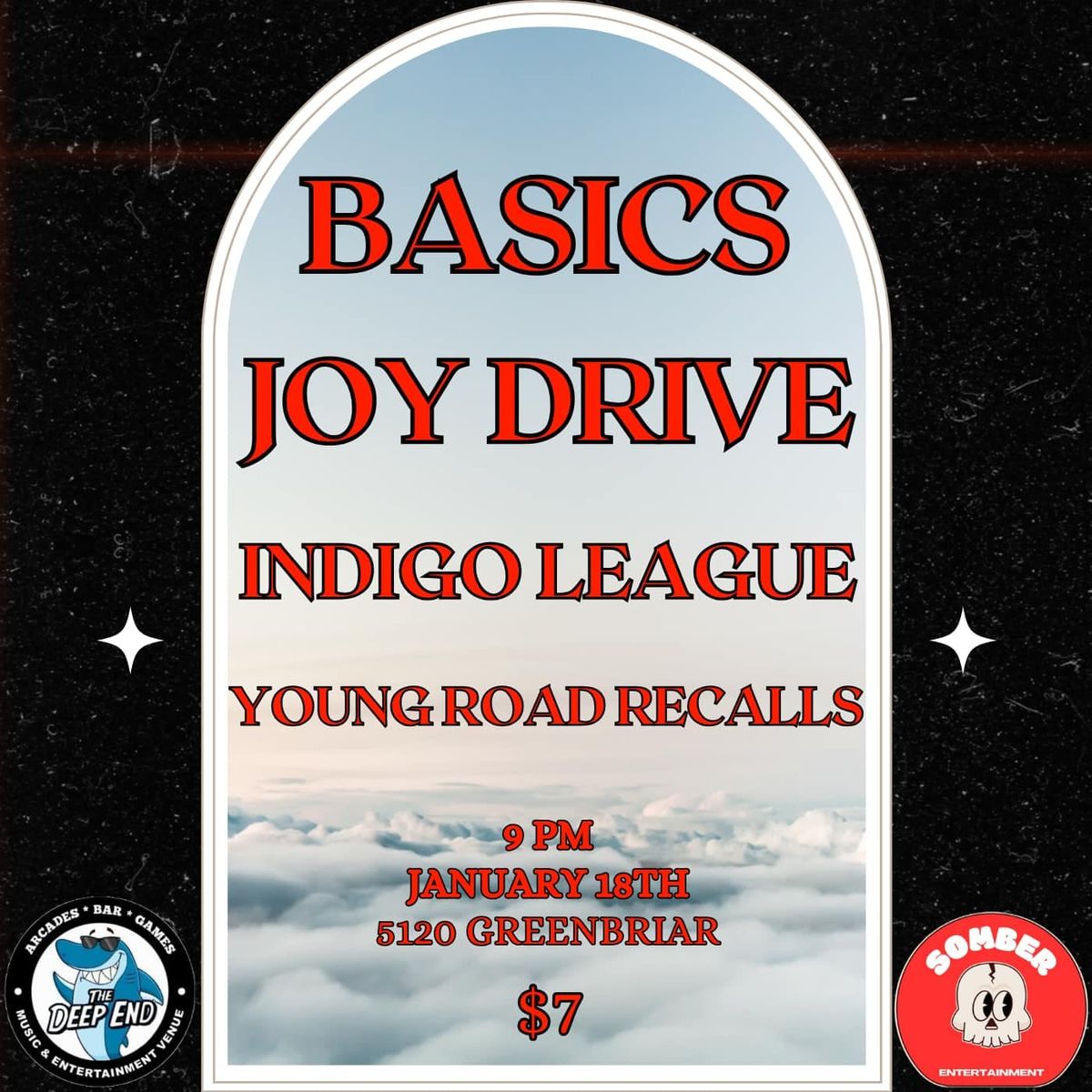 Rock night featuring Basics, Joy Drive, Indigo League and Young Road Recalls