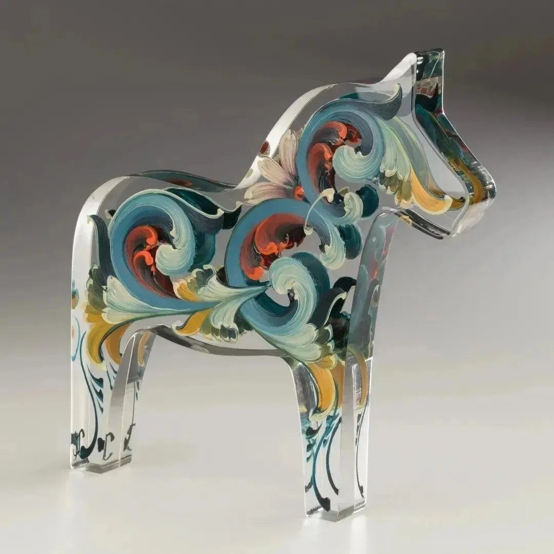 Rosemaling an Acrylic Dala Horse