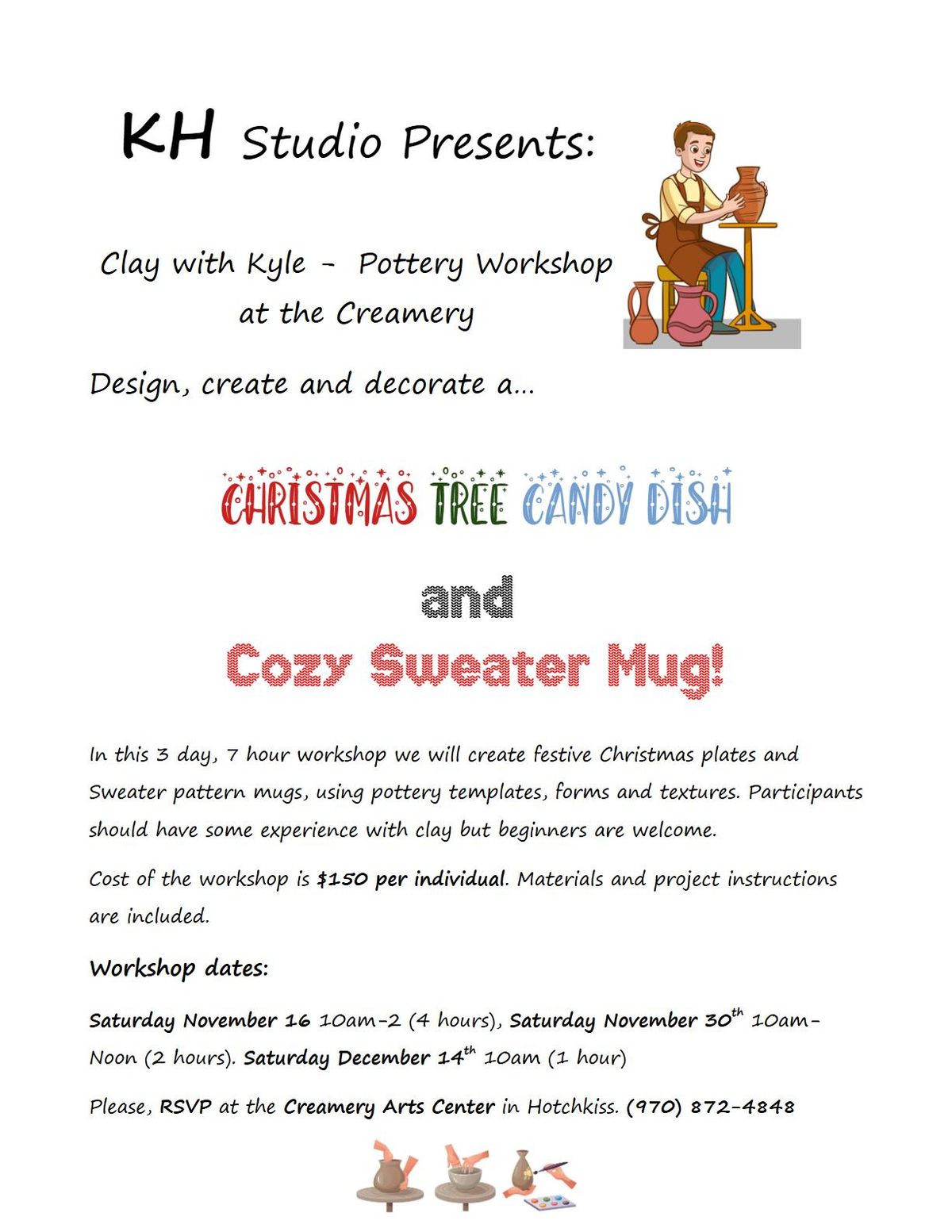 Christmas Candy Dish & Mug Pottery Workshop with Kyle Hewitt @ the Creamery