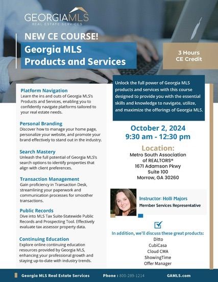 3 Hours CE: Georgia MLS Products & Services