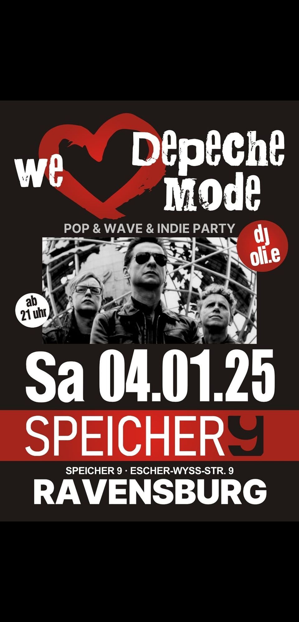 WE LOVE DEPECHE MODE PARTY mit DJ OLI.E im Speicher9 Ravensburg