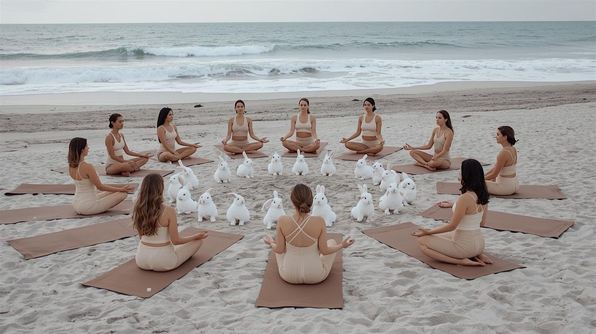 ART BASEL : YOGA WITH BUNNIES at the beach