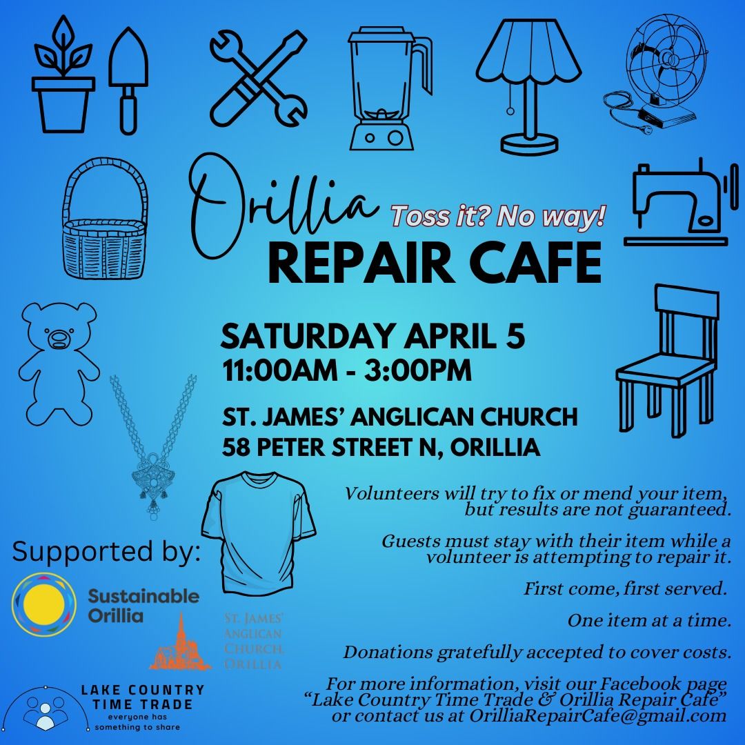 Orillia Repair Caf\u00e9 - Spring 2025