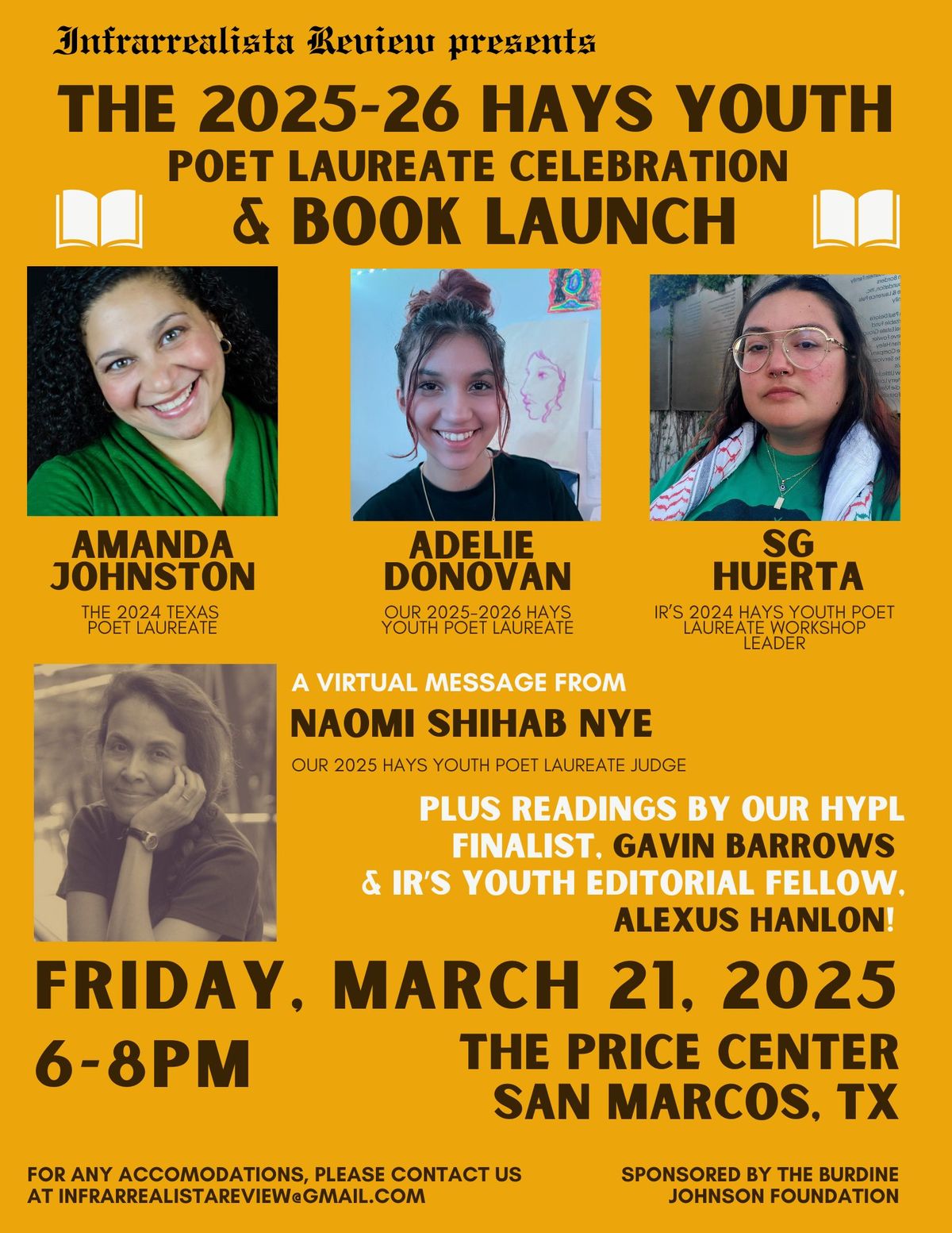 2025-26 Hays Youth Poet Laureate Celebration & Chapbook Launch featuring poet Naomi Shihab Nye