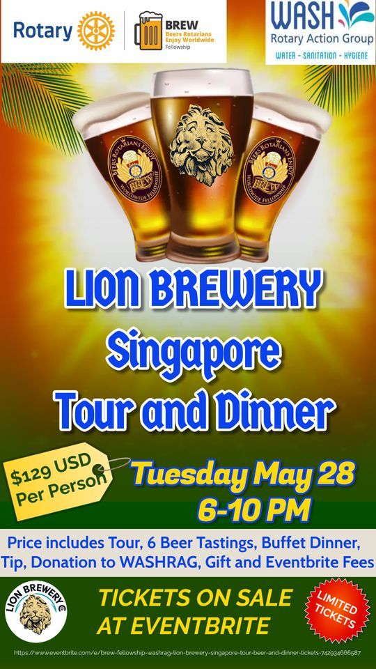 BREW Fellowship\/ WASHRAG - Lion Brewery Singapore Beer Tour\/Tasting & Dinner