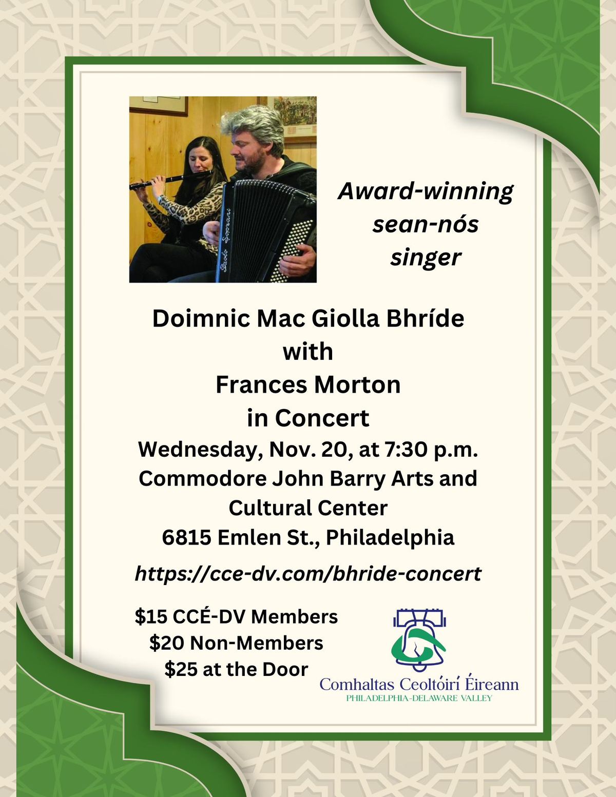 Doimnic Mac Giolla Bhr\u00edde and Frances Morton in Concert