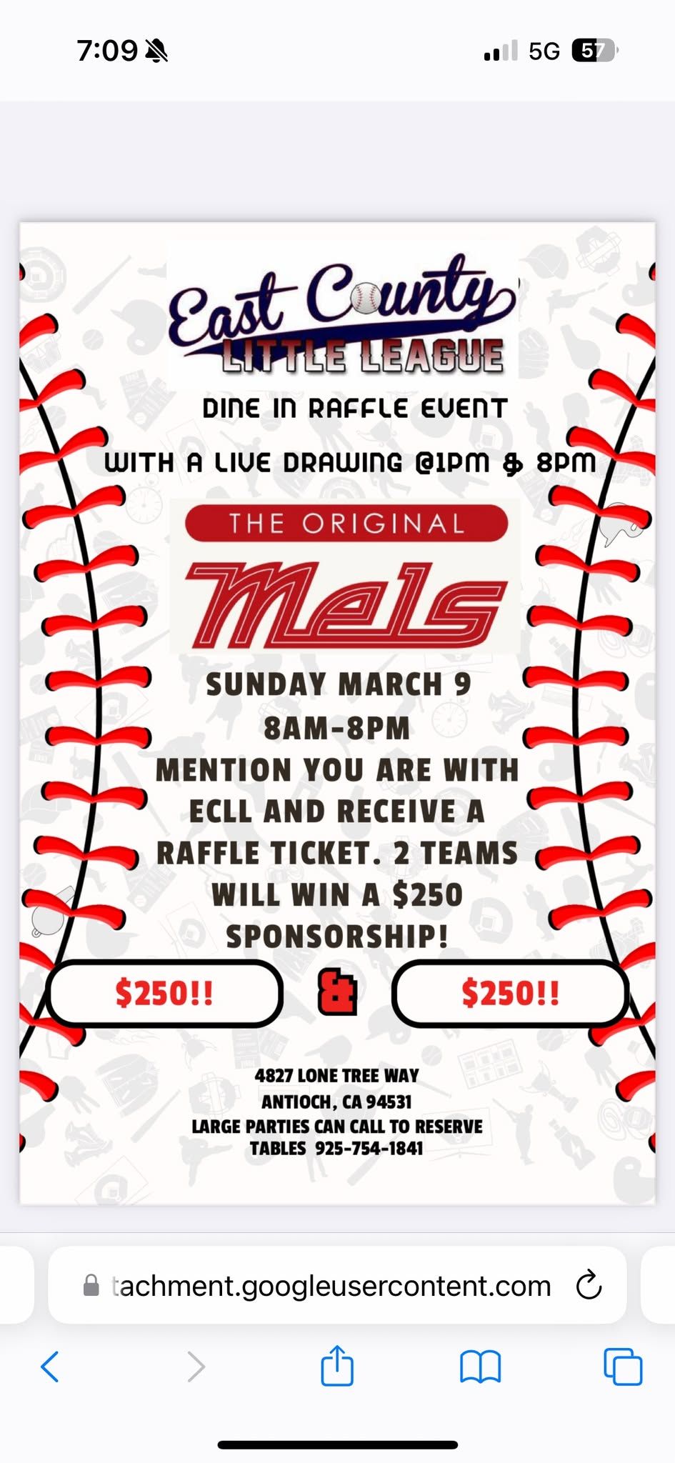 East County Little League Fundraiser at Original Mels Antioch