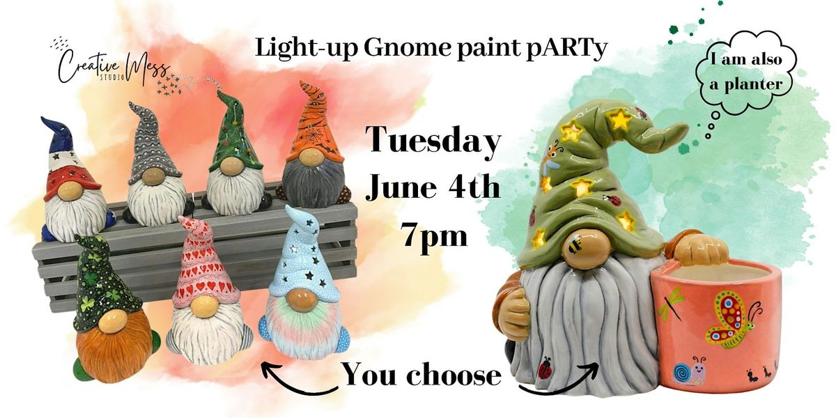 Light-Up Ceramic Gnome pARTy