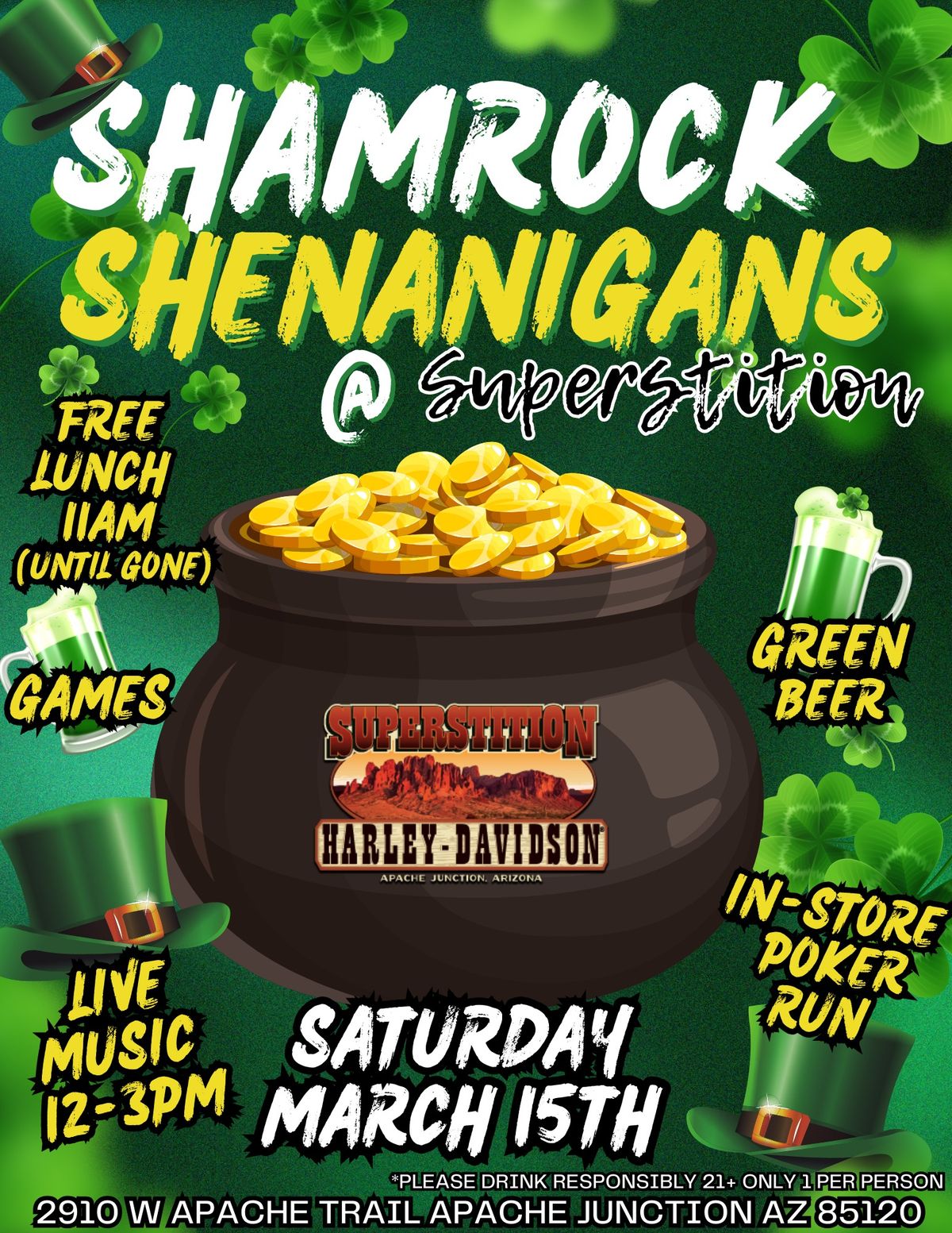 Shamrock Shenanigans at Superstition\u00ae 11am -3pm 