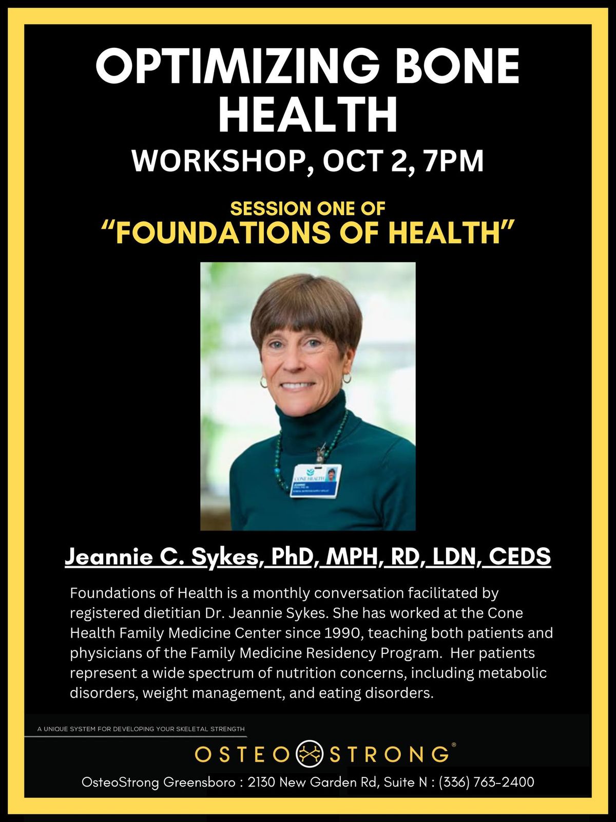 Dr. Jeannie Sykes presents Optimizing Bone Health Part 1