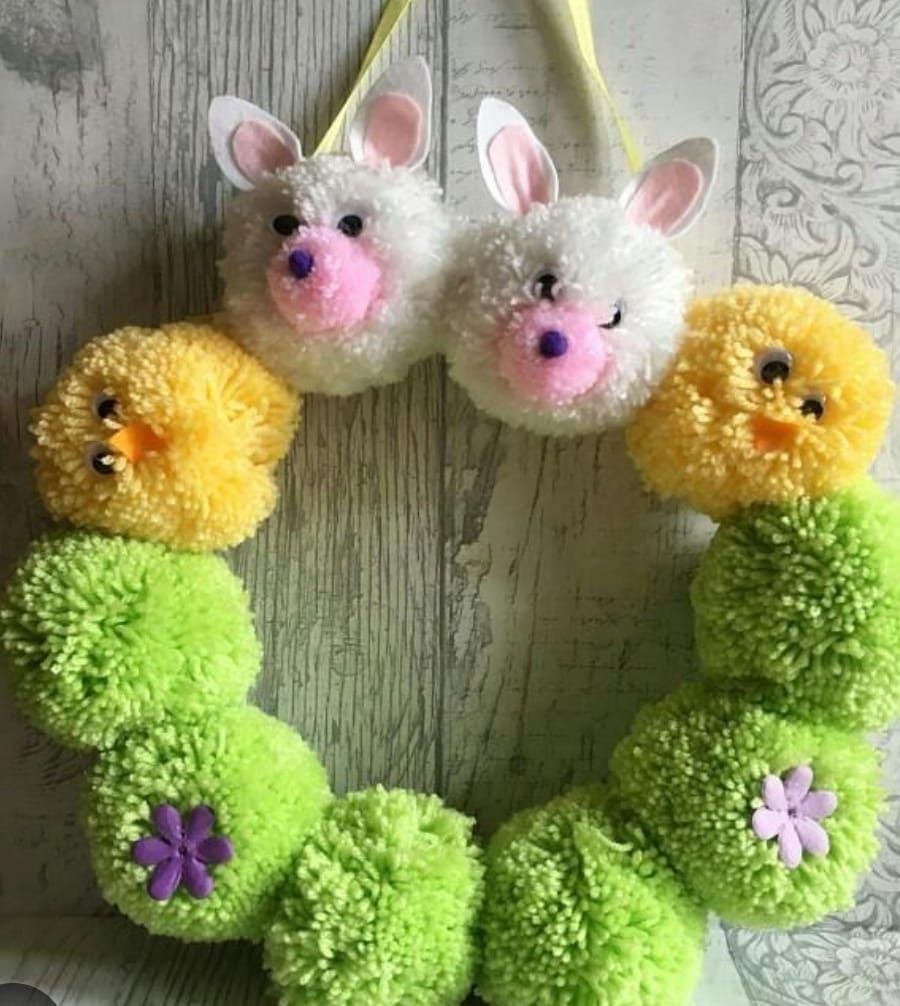 spring time pom pom wreath