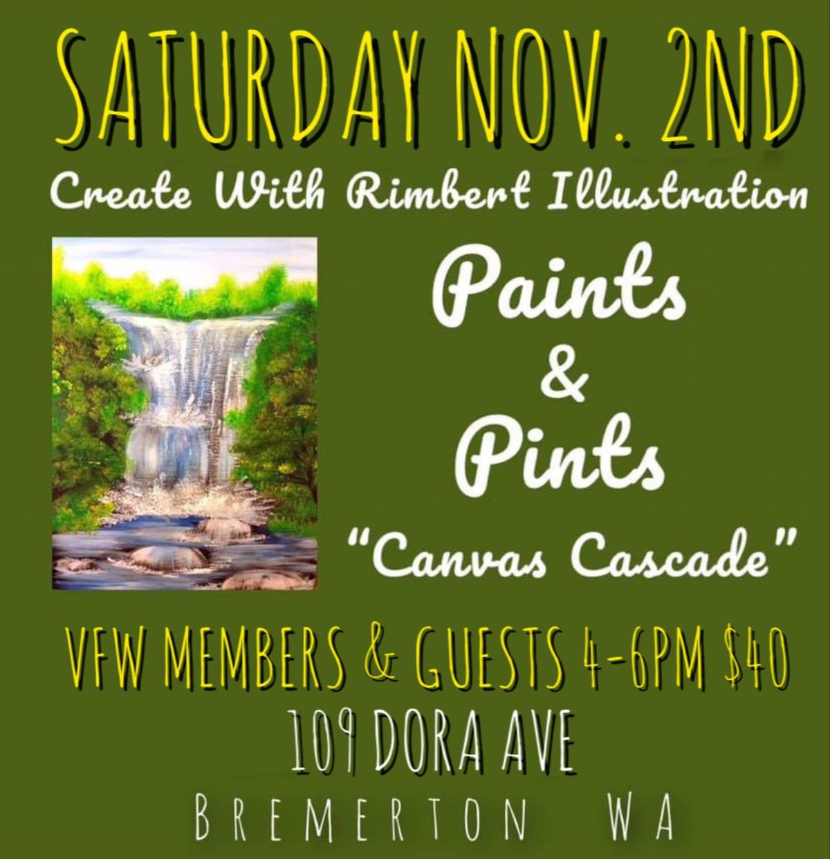 Waterfall Paint Night \u201cCanvas Cascade\u201d