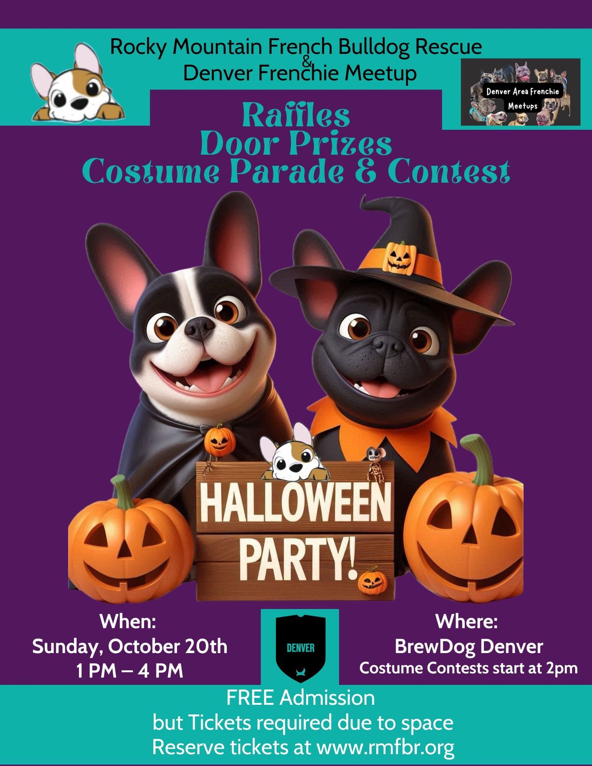 Annual RMFBR Halloween Costume Party co-hosted by Denver Frenchie Meet-up